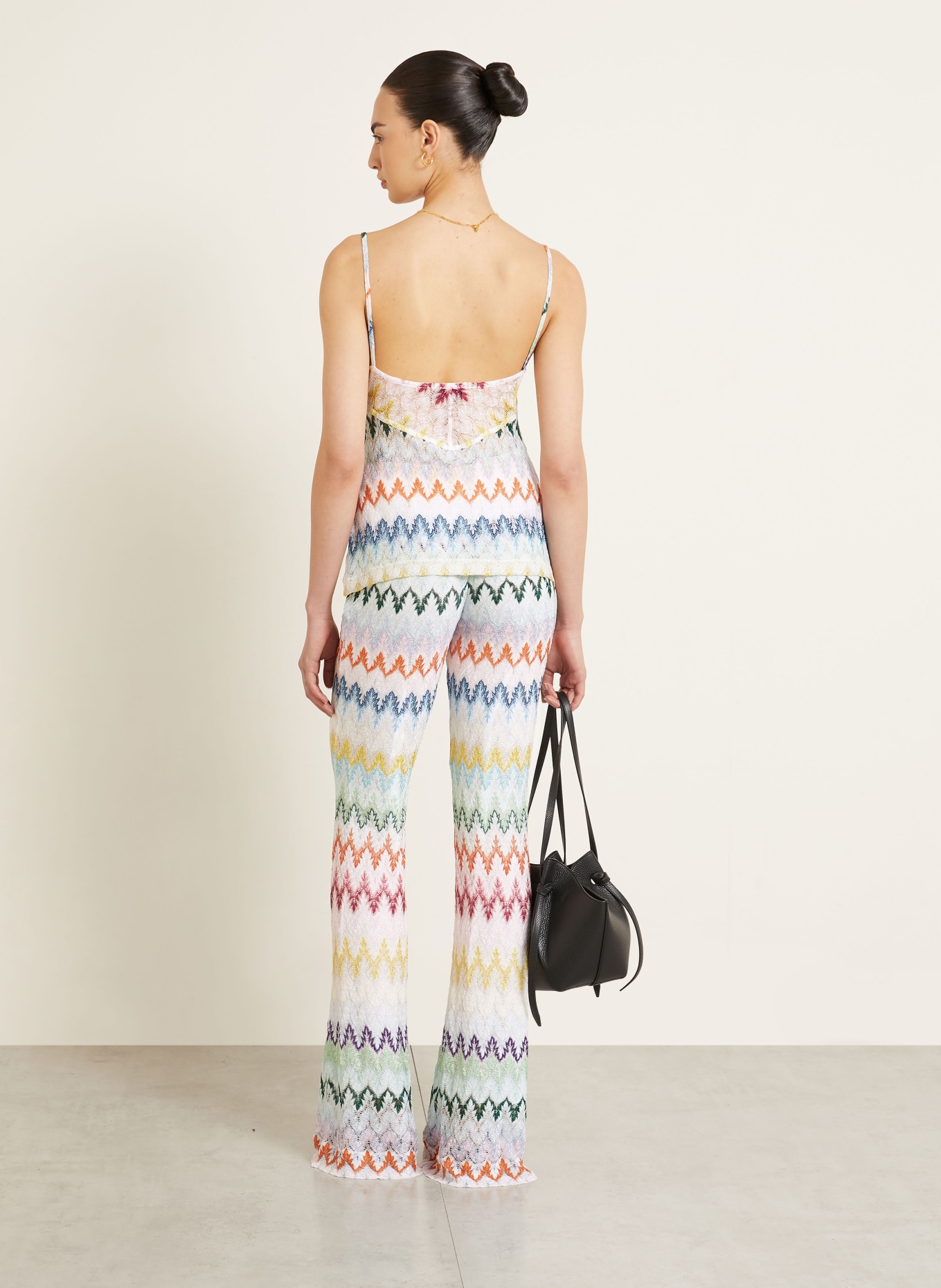 MISSONI Strickhose mit Glitzergarn: HELLBLAU / ORANGE / HELLGRÜN