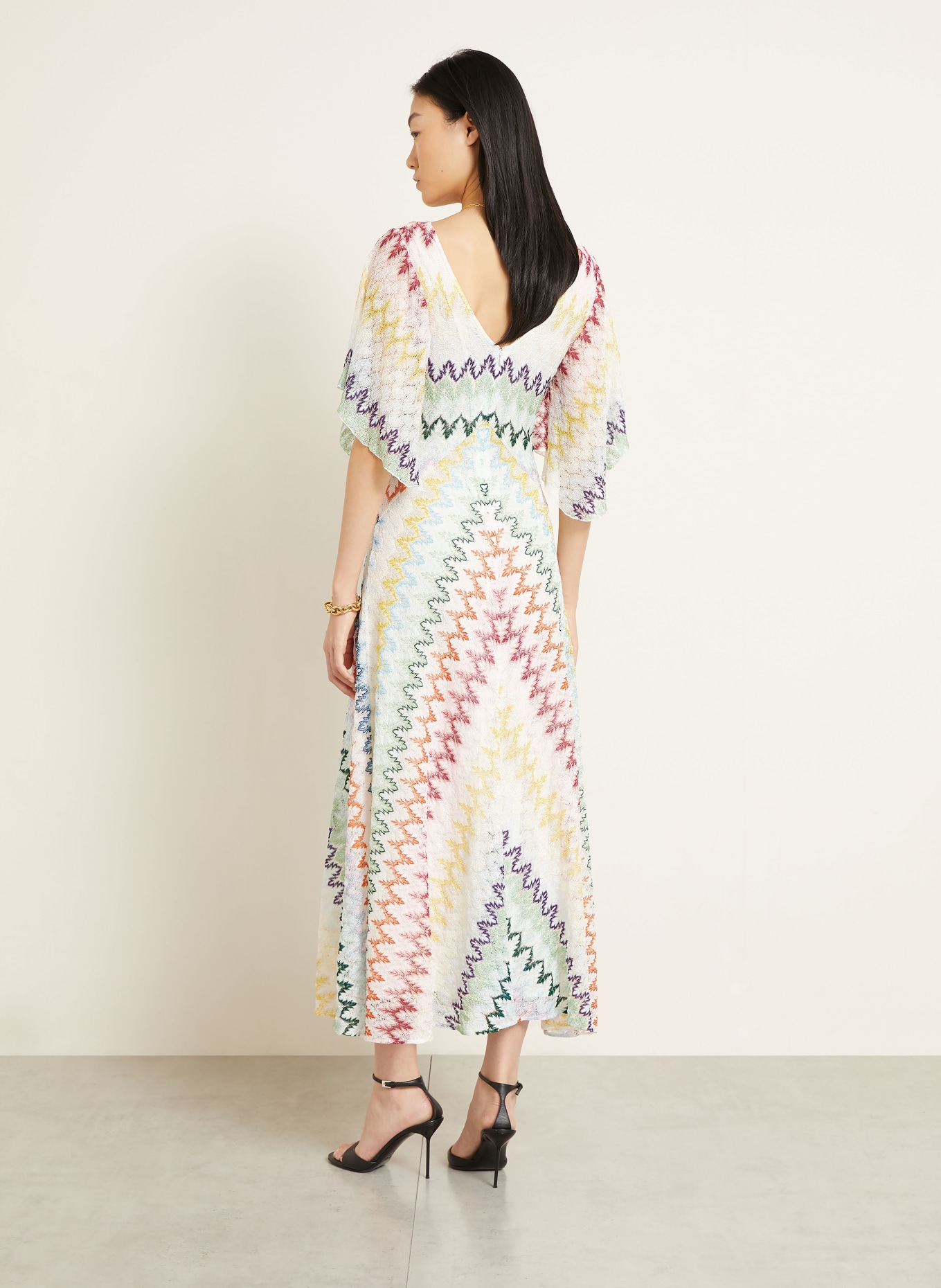 MISSONI Strickkleid mit Glitzergarn: GRÜN / PINK / BLAU