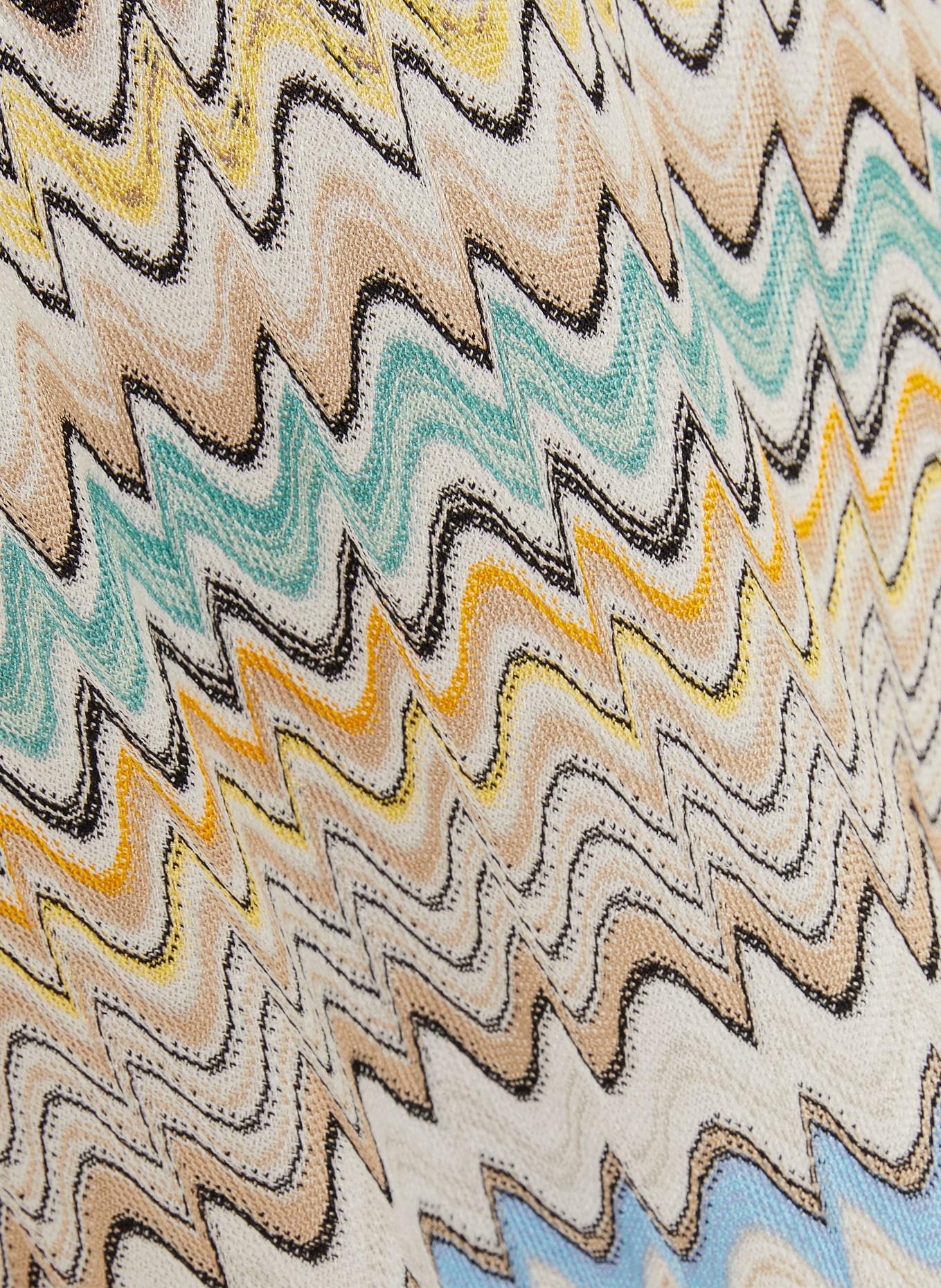 MISSONI Strickkleid: BEIGE / PETROL / SCHWARZ