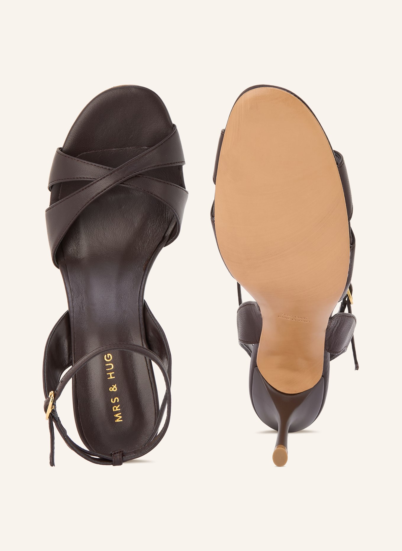 MRS & HUGS Ankle-strap sandals: DARK BROWN