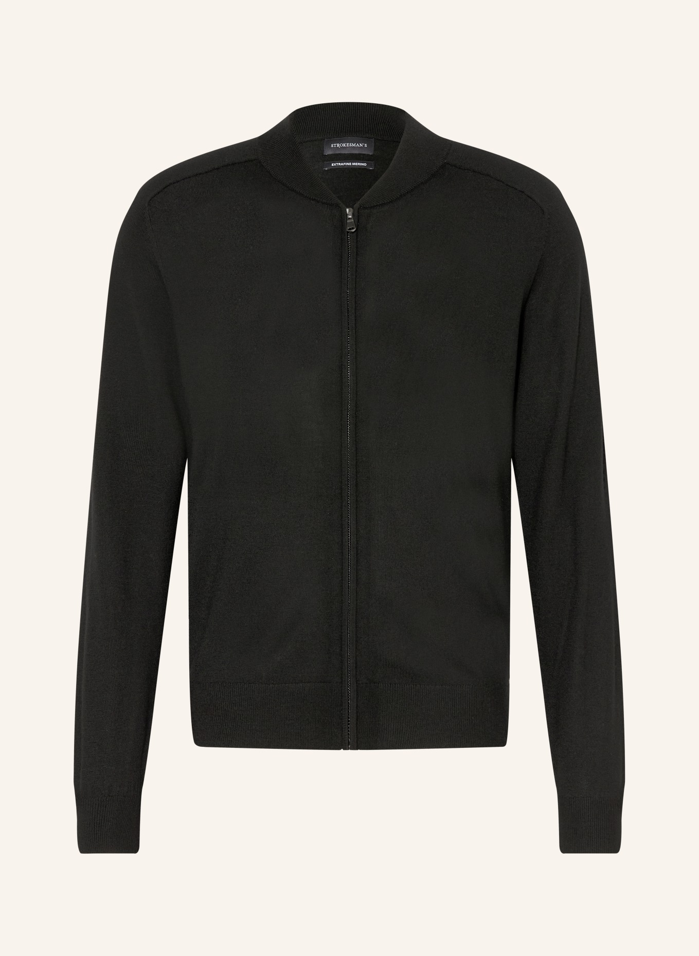 STROKESMAN'S Merino wool cardigan: BLACK