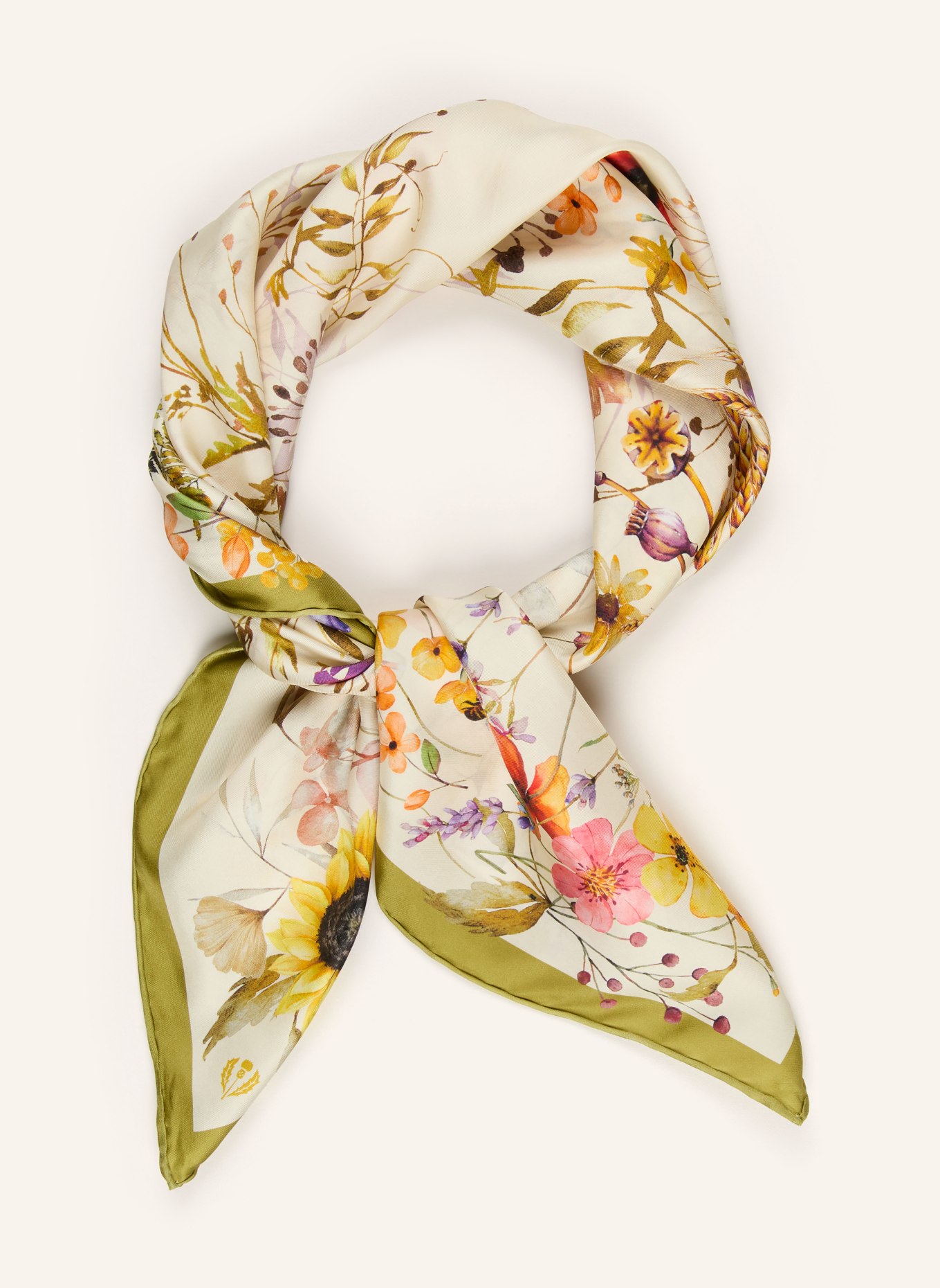 FRAAS hedvábný šátek: REŽNÁ / SVĚTLE FIALOVÁ / SVĚTLE ZELENÁ