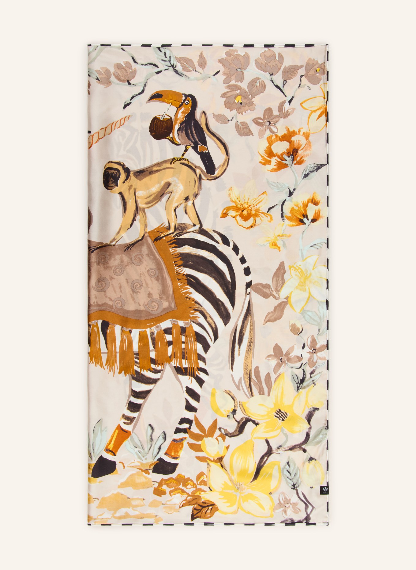 FRAAS silk scarf: CREAM / BROWN / YELLOW