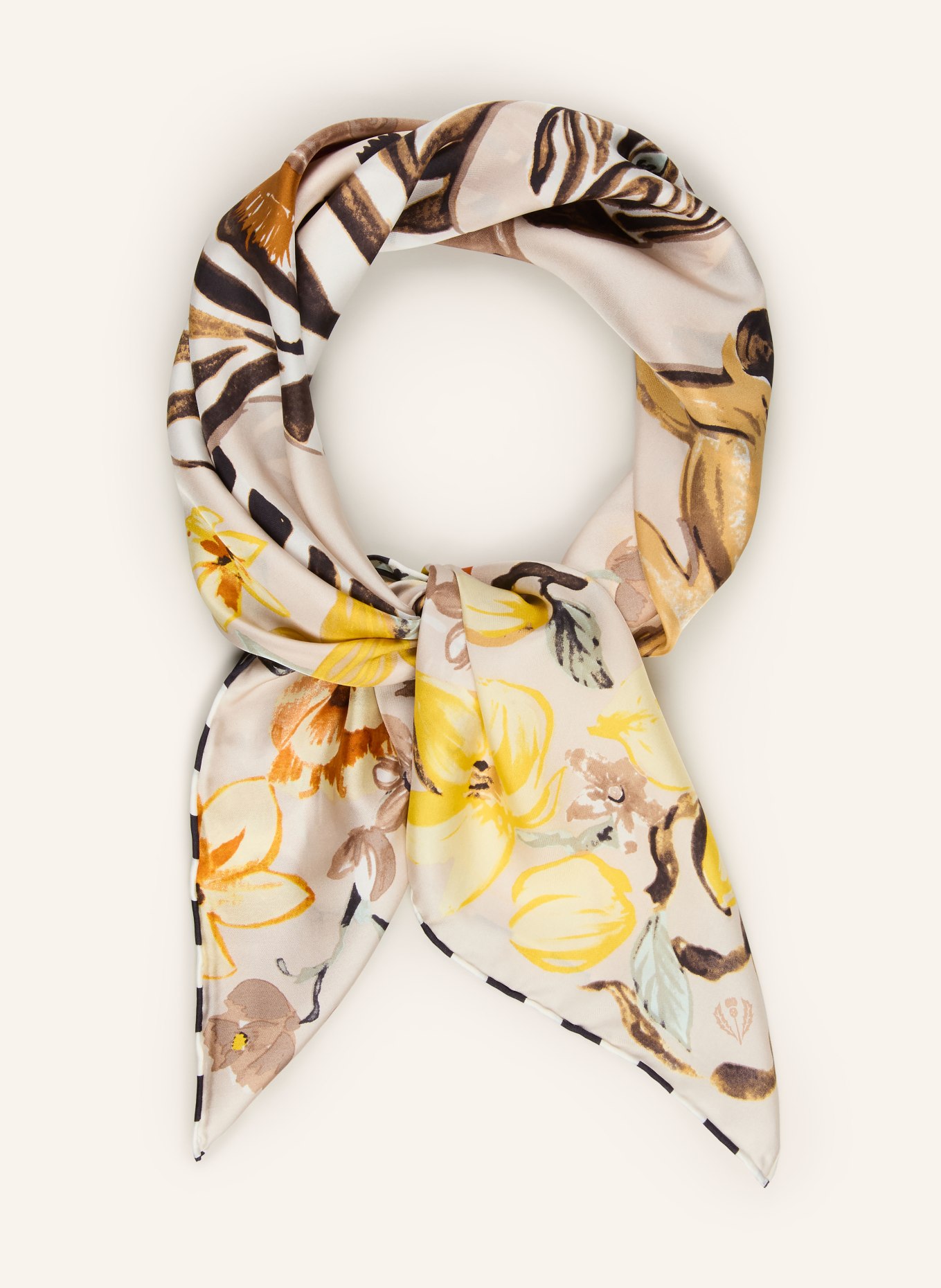 FRAAS silk scarf: CREAM / BROWN / YELLOW