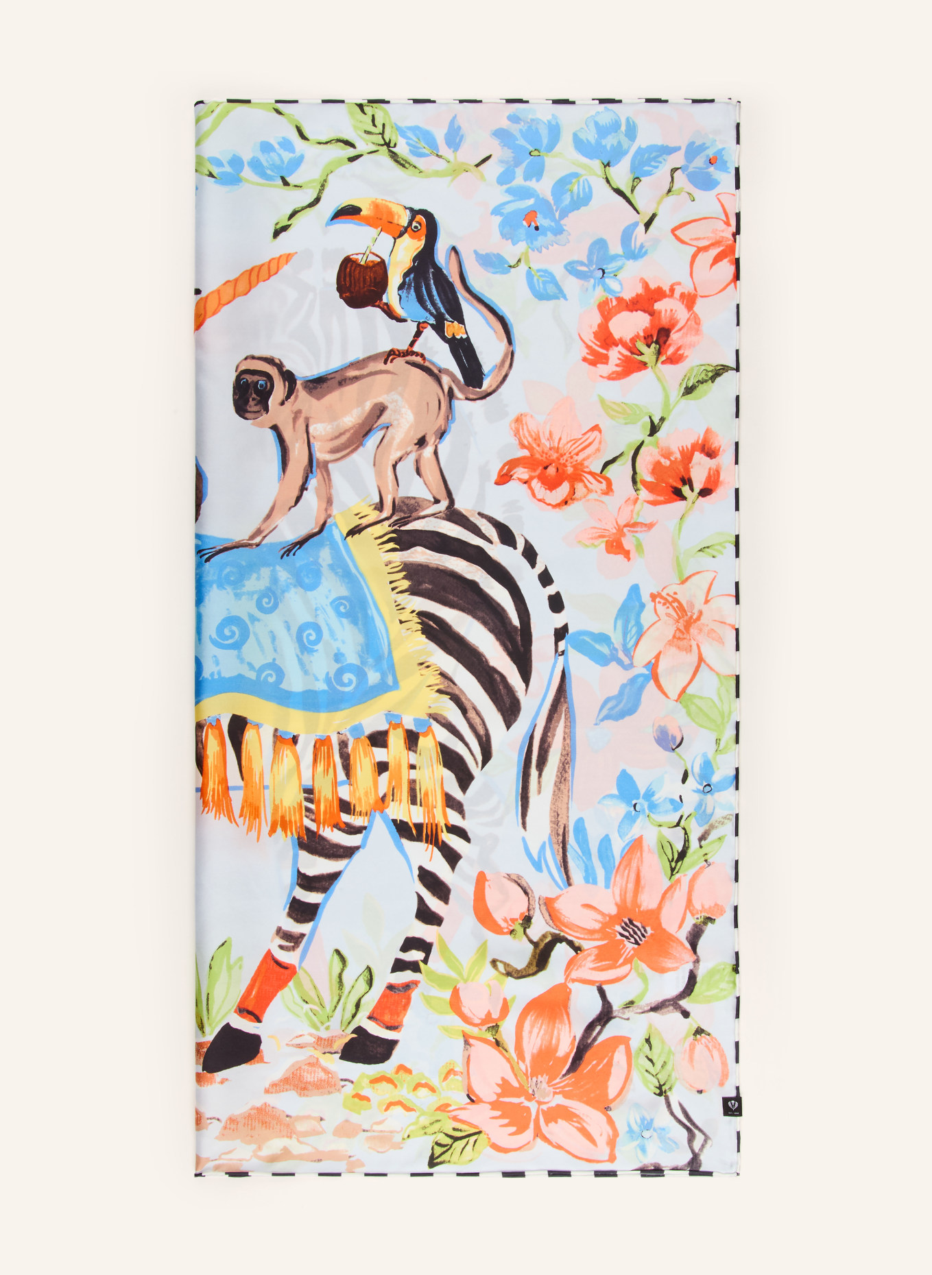 FRAAS zijden sjaal: WIT / LICHTBLAUW / ZWART