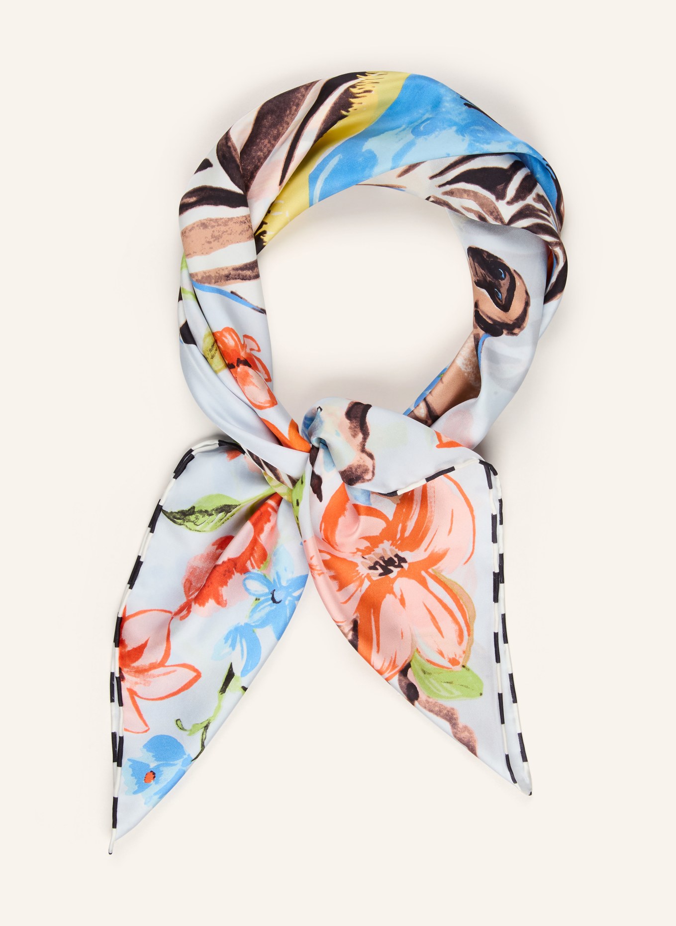 FRAAS zijden sjaal: WIT / LICHTBLAUW / ZWART