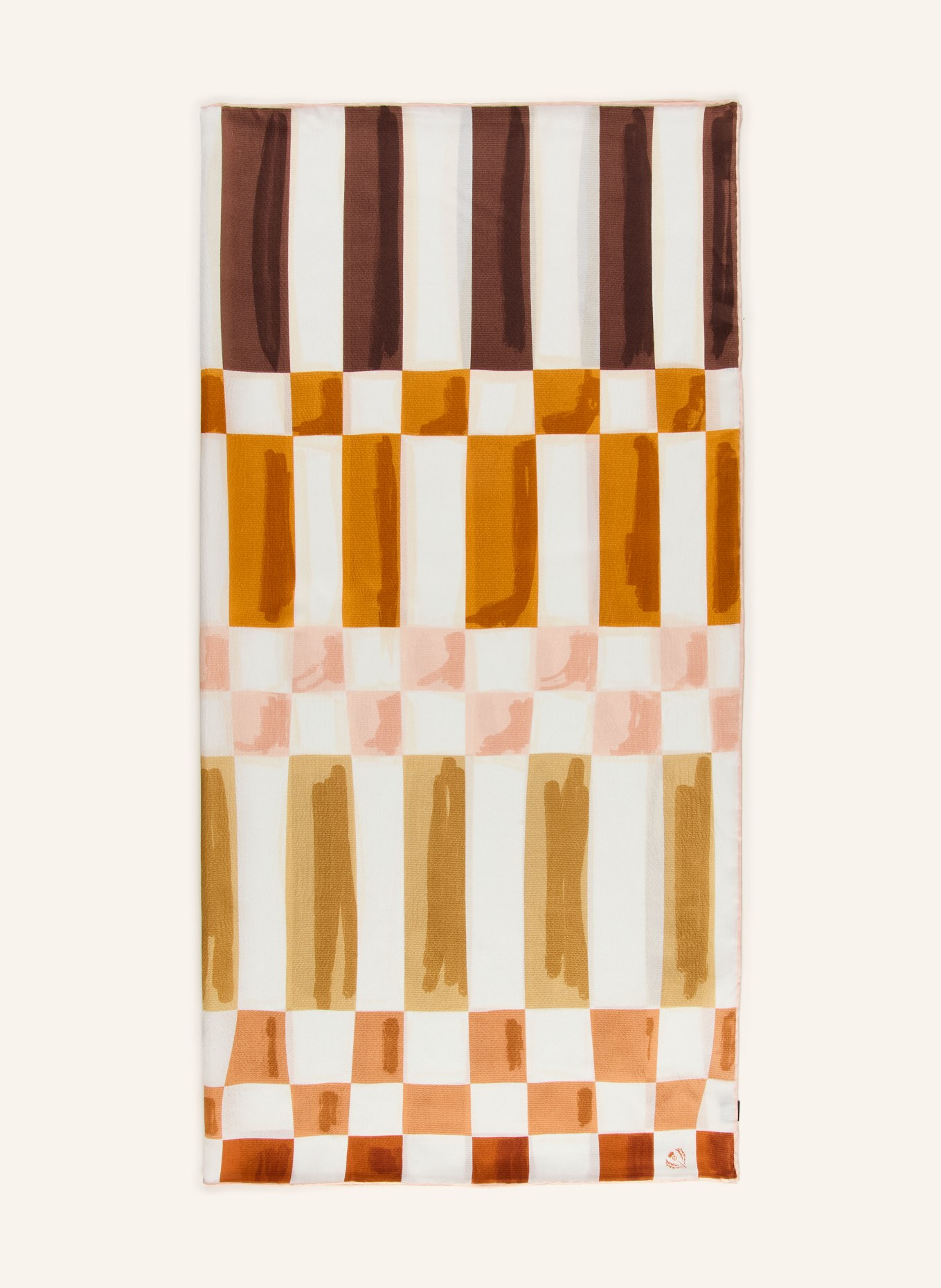 FRAAS hedvábný šátek: KRÉMOVÁ / KOŇAKOVÁ / TMAVĚ HNĚDÁ