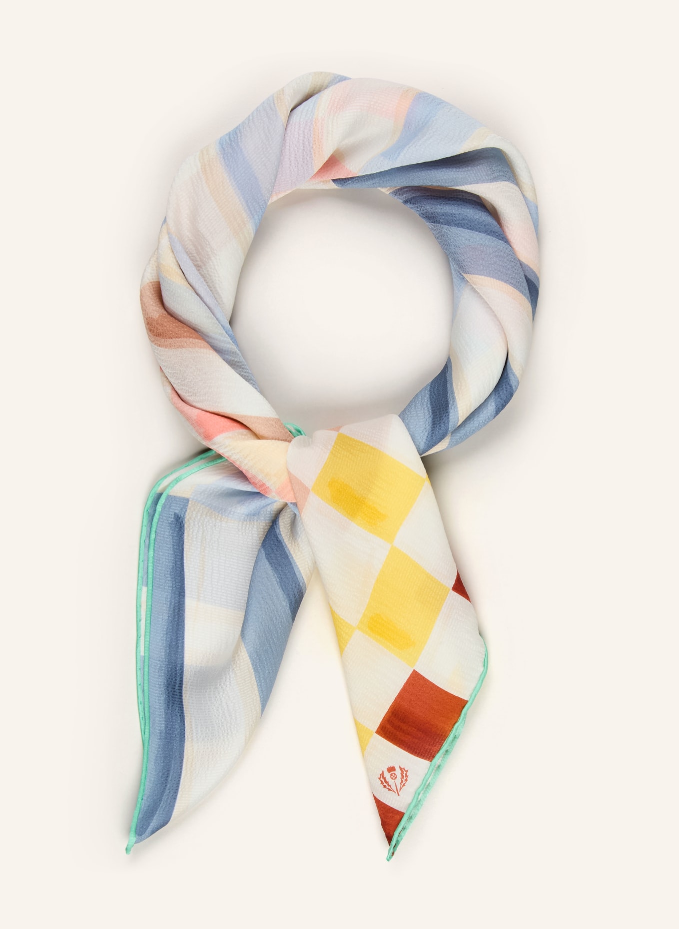 FRAAS hedvábný šátek: KRÉMOVÁ / ČERNOŠEDÁ / ŽLUTÁ