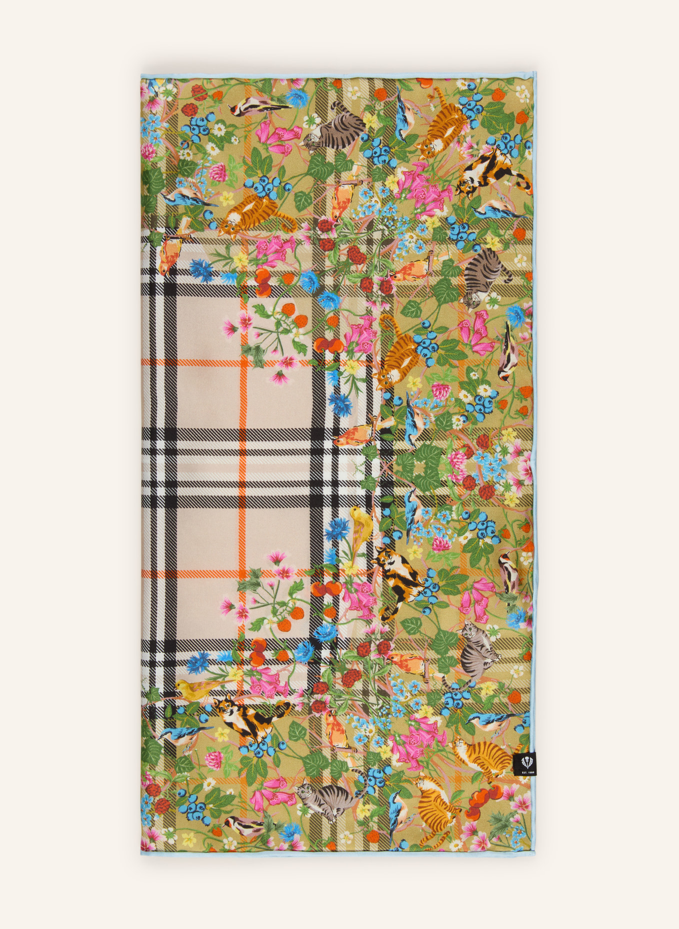 FRAAS silk scarf: LIGHT GREEN / PINK / ORANGE