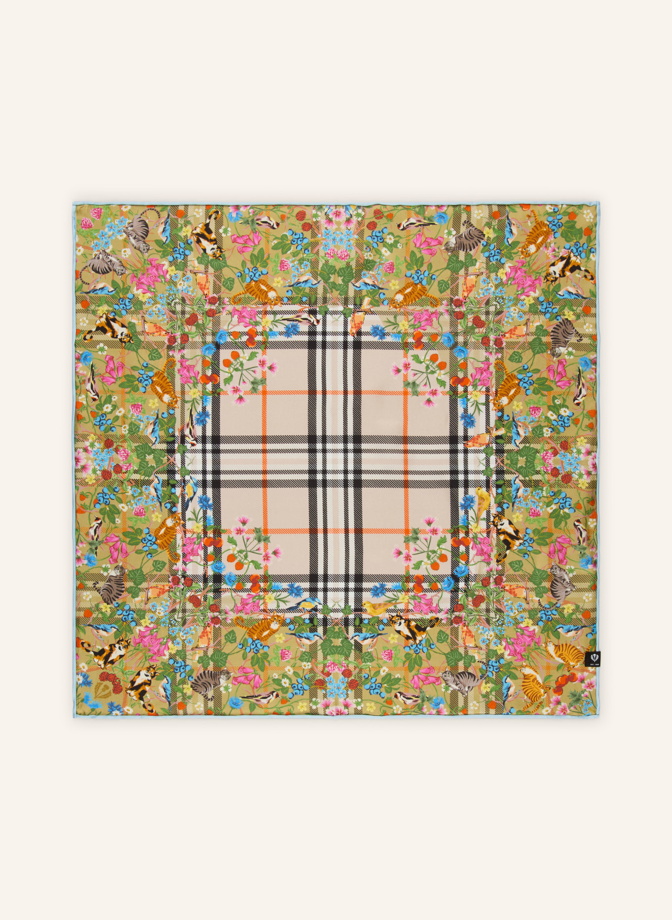 FRAAS silk scarf: LIGHT GREEN / PINK / ORANGE