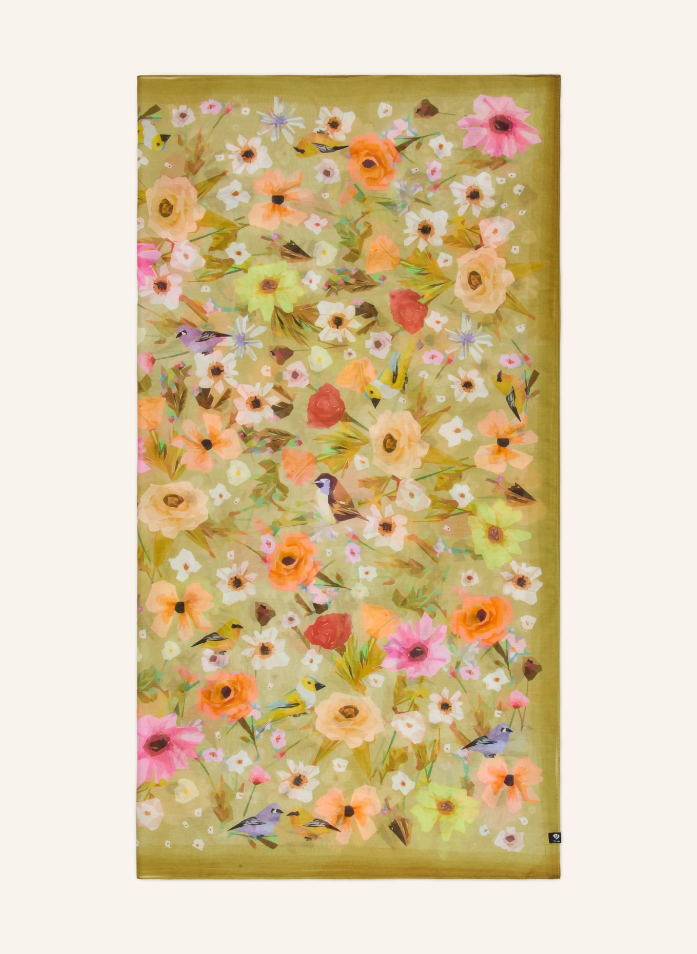 FRAAS Silk scarf: OLIVE / RED / ORANGE