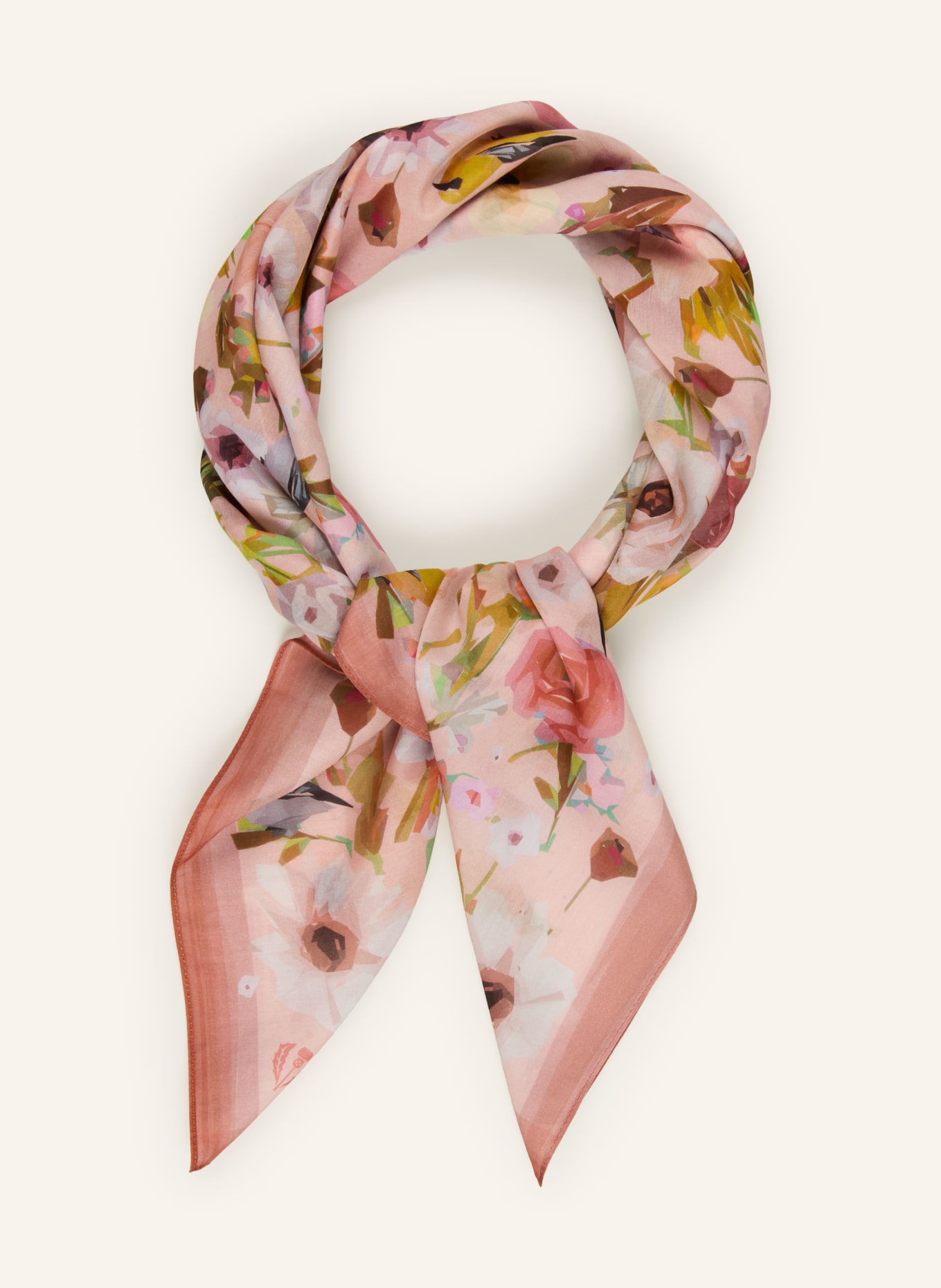 FRAAS Silk scarf: DARK RED / BROWN / CREAM