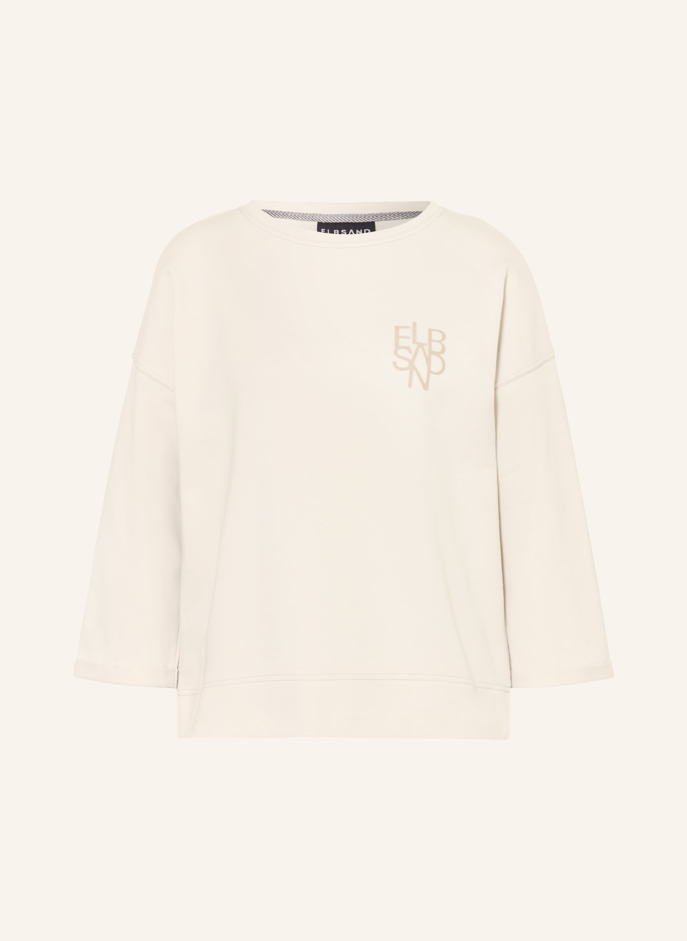ELBSAND ZOEY Sweatshirt with 3/4-length sleeves: BEIGE