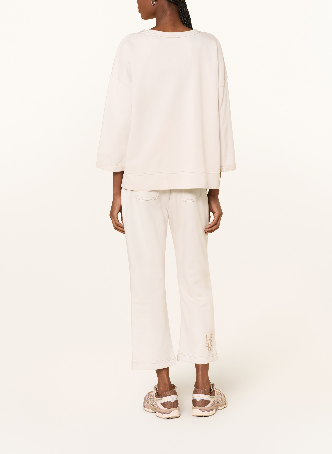 ELBSAND ZOEY Sweatshirt with 3/4-length sleeves: BEIGE