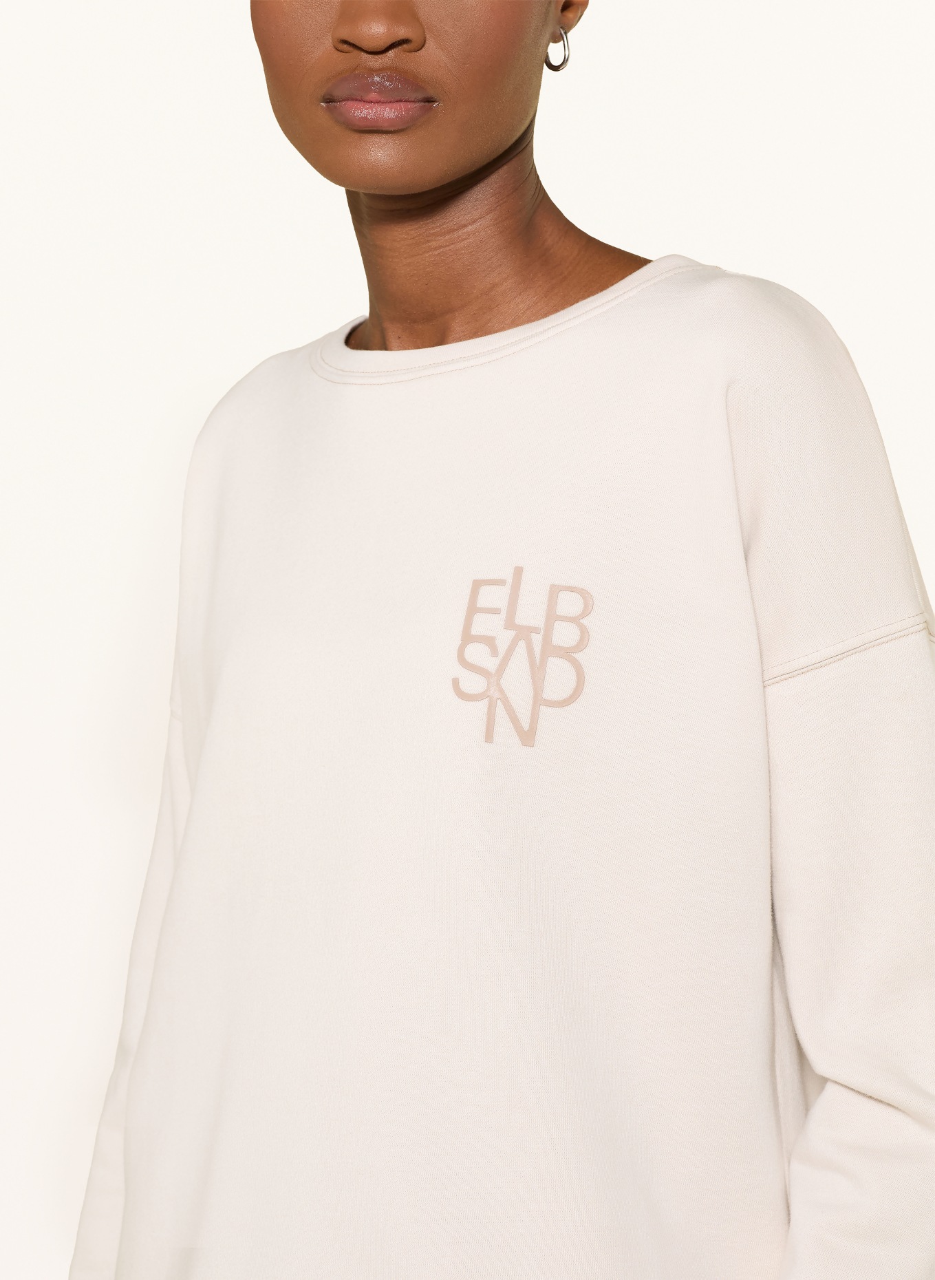 ELBSAND ZOEY Sweatshirt with 3/4-length sleeves: BEIGE