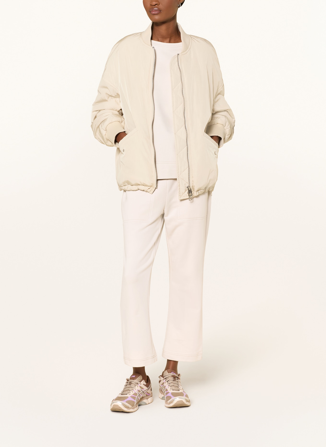 ELBSAND ZOEY Sweatshirt with 3/4-length sleeves: BEIGE