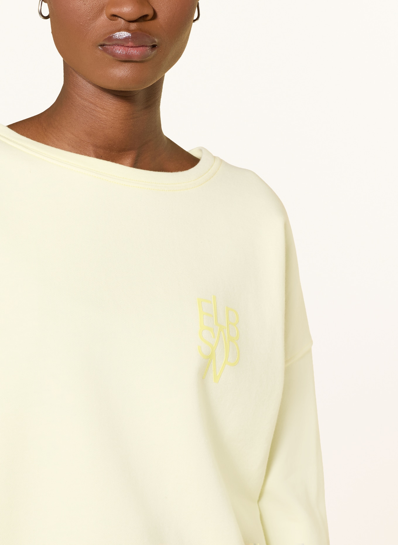 ELBSAND ZOEY Sweatshirt with 3/4-length sleeves: LIGHT YELLOW