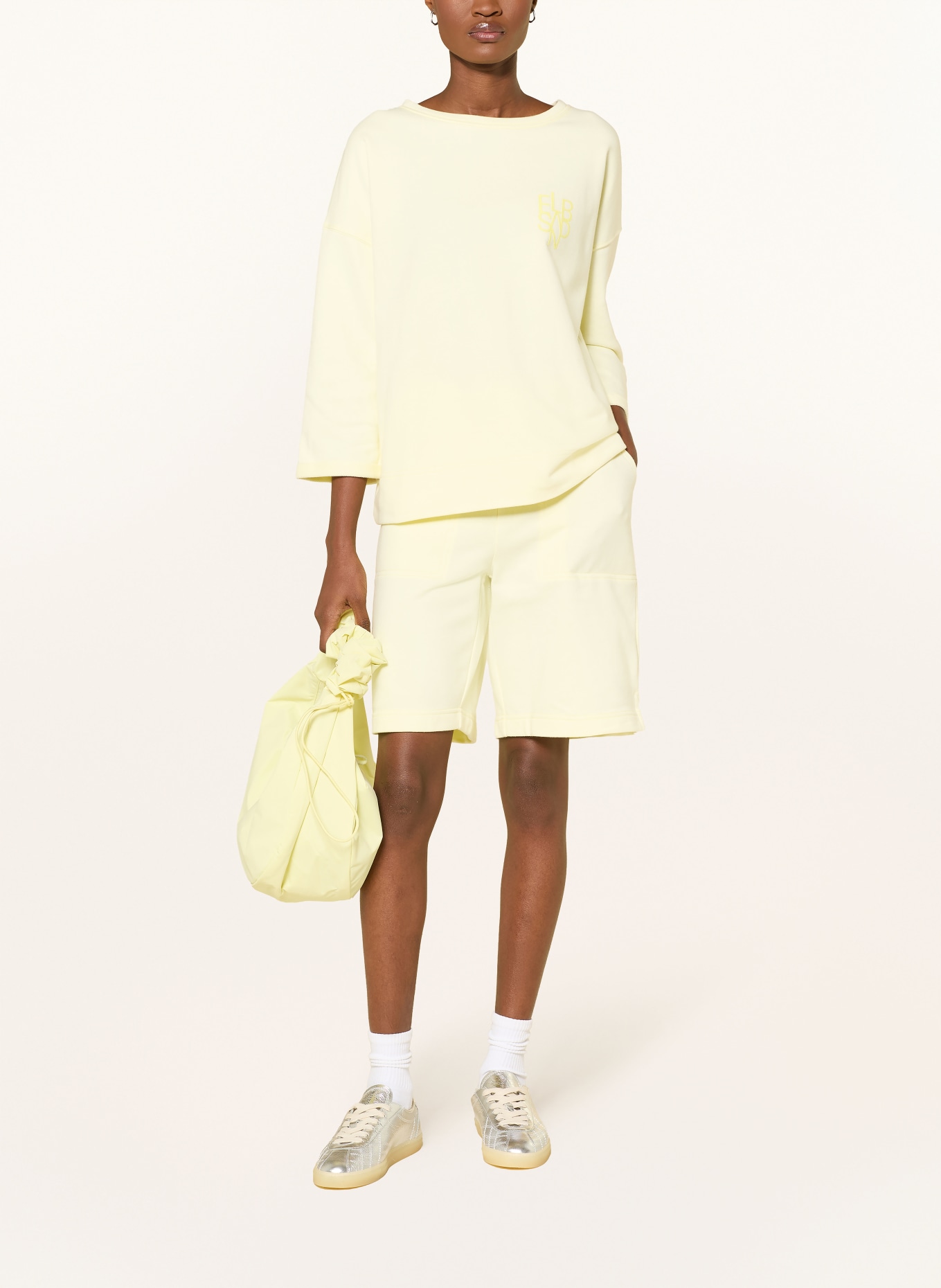 ELBSAND ZOEY Sweatshirt with 3/4-length sleeves: LIGHT YELLOW