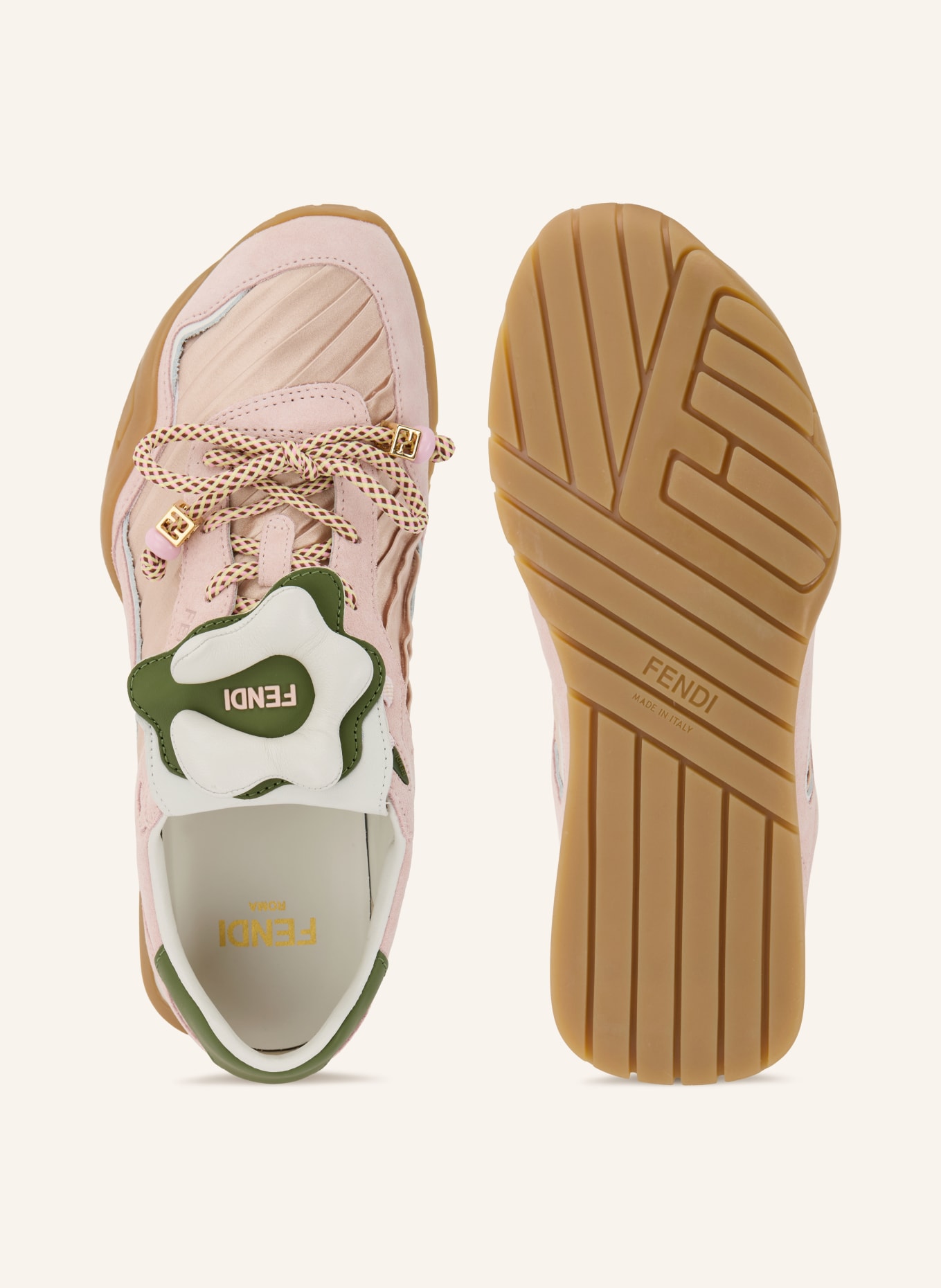 FENDI Sneaker WAVE PULSE: ROSÉ / GOLD / GRÜN
