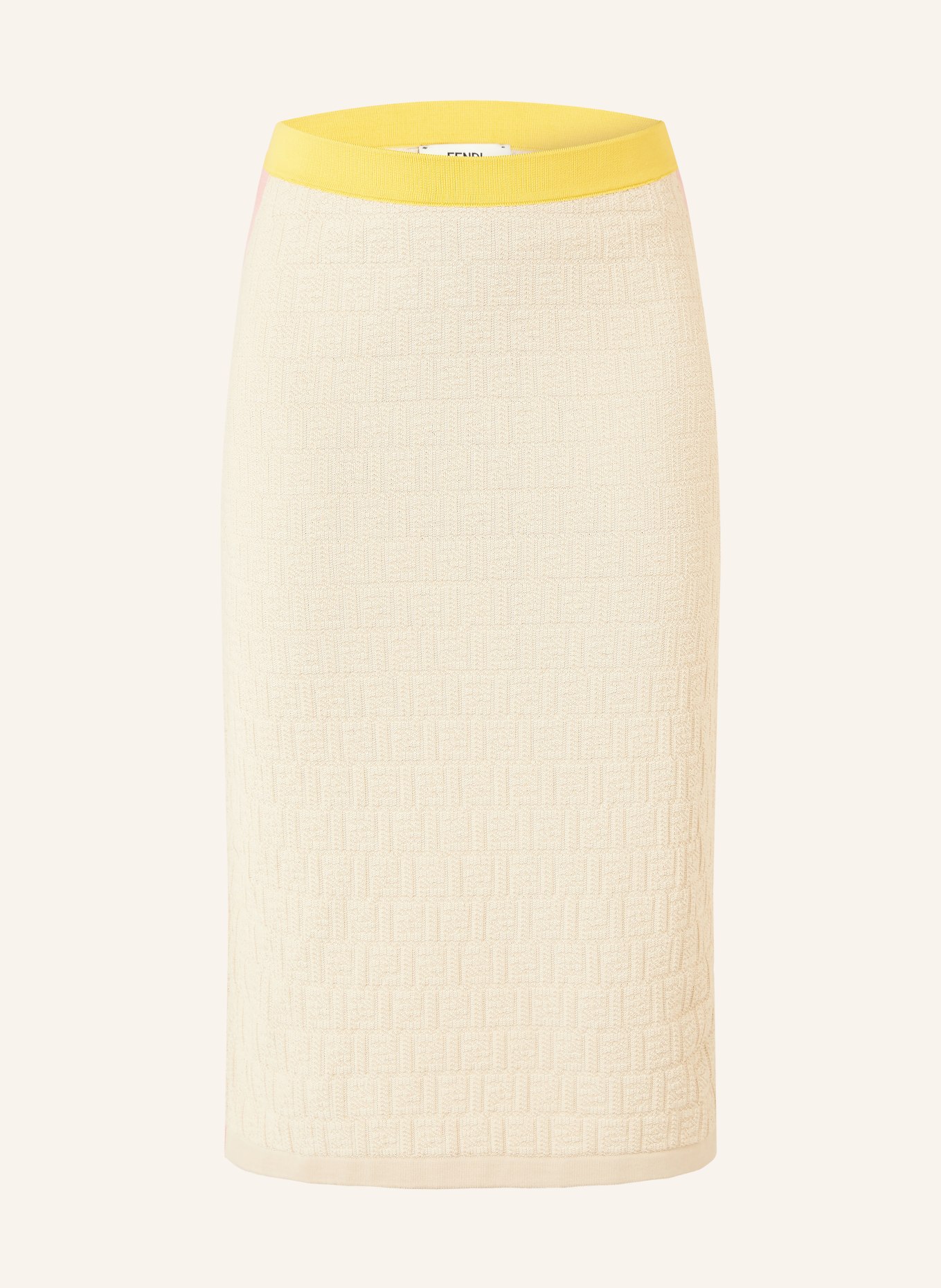 FENDI Strickrock: BEIGE / ROSA / GELB