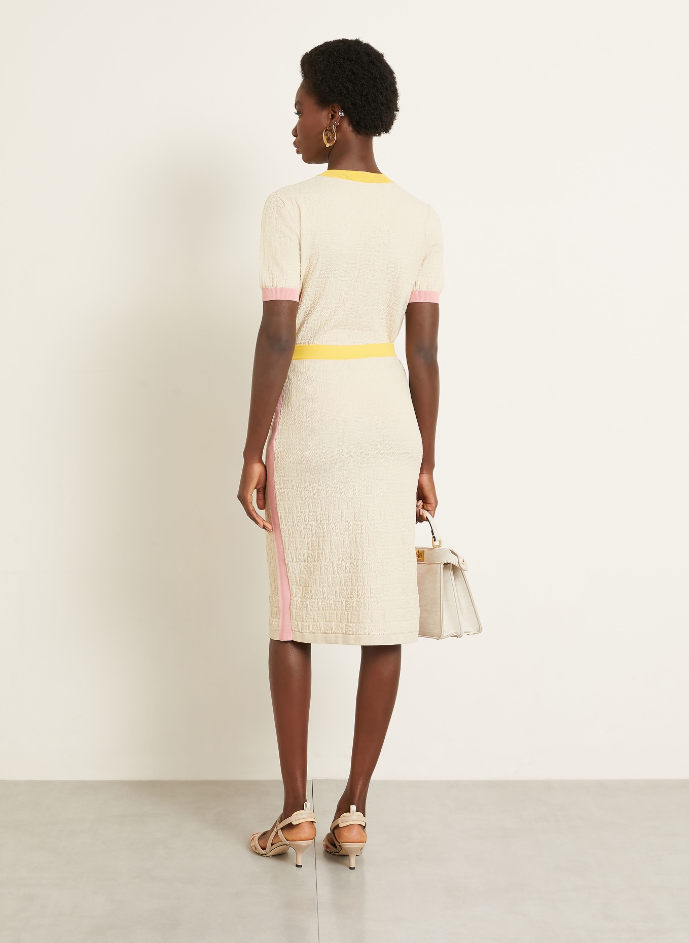 FENDI Strickshirt: HELLBRAUN / ROSA / GELB