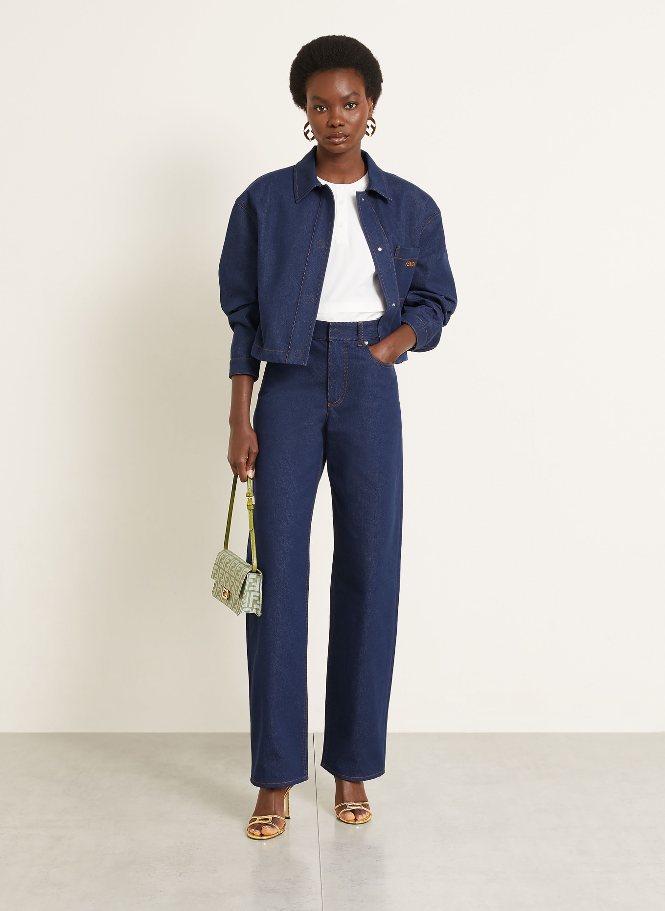 FENDI Wide Leg Jeans: F0QB0 NAVY