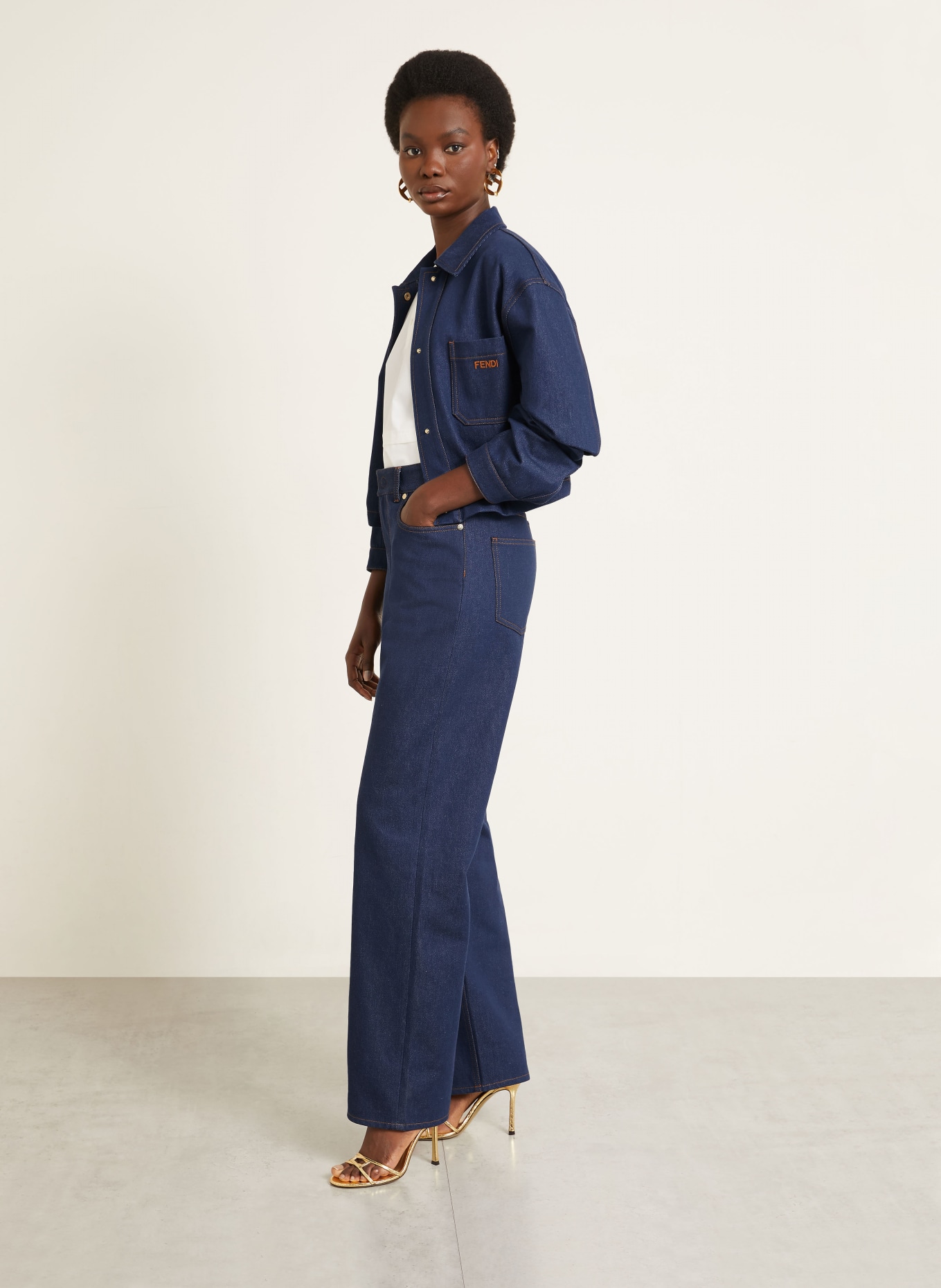 FENDI Wide Leg Jeans: F0QB0 NAVY