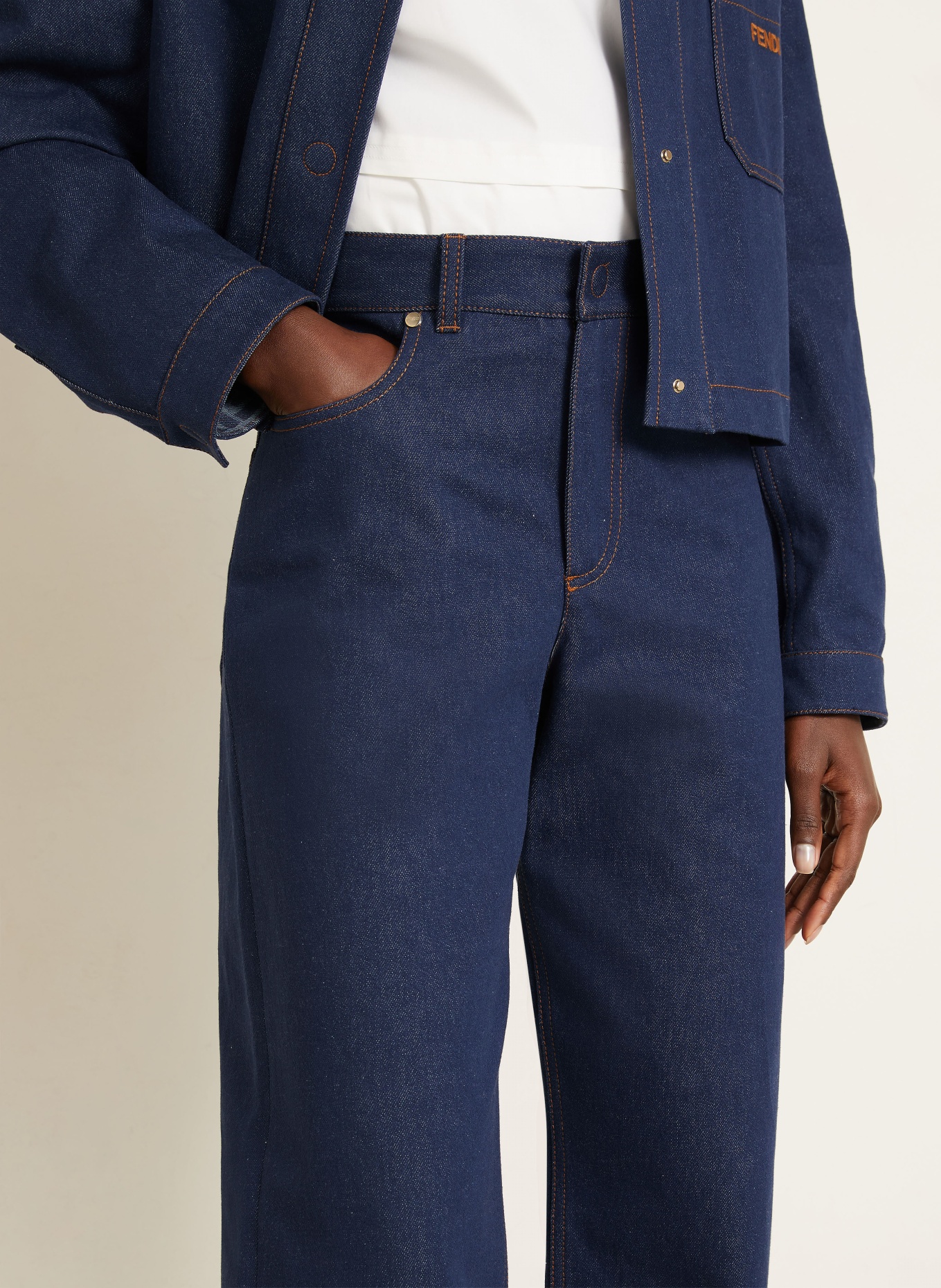 FENDI Wide Leg Jeans: F0QB0 NAVY