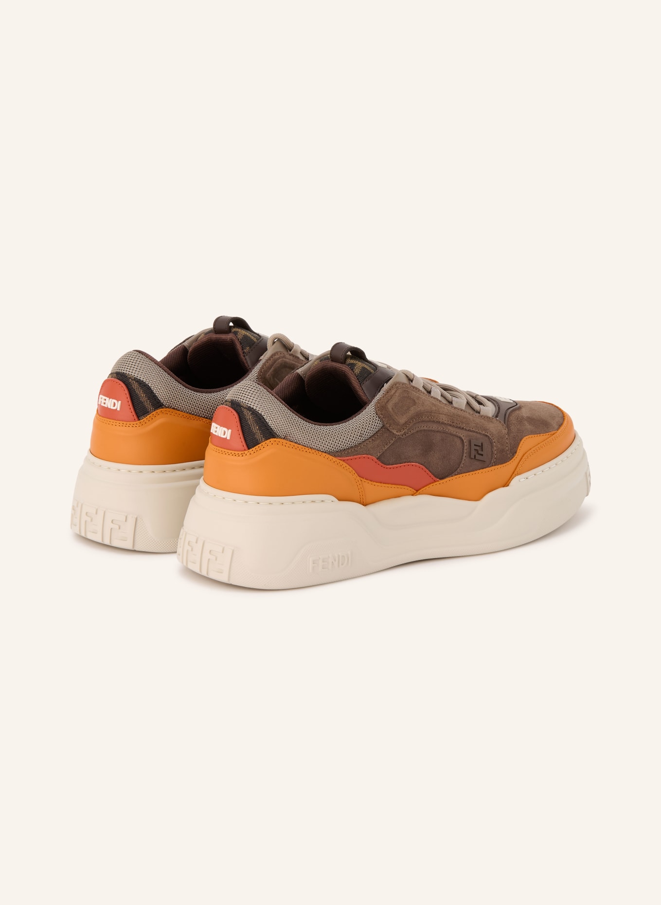 FENDI FORCE Sneakers: DARK BROWN / RED / ORANGE