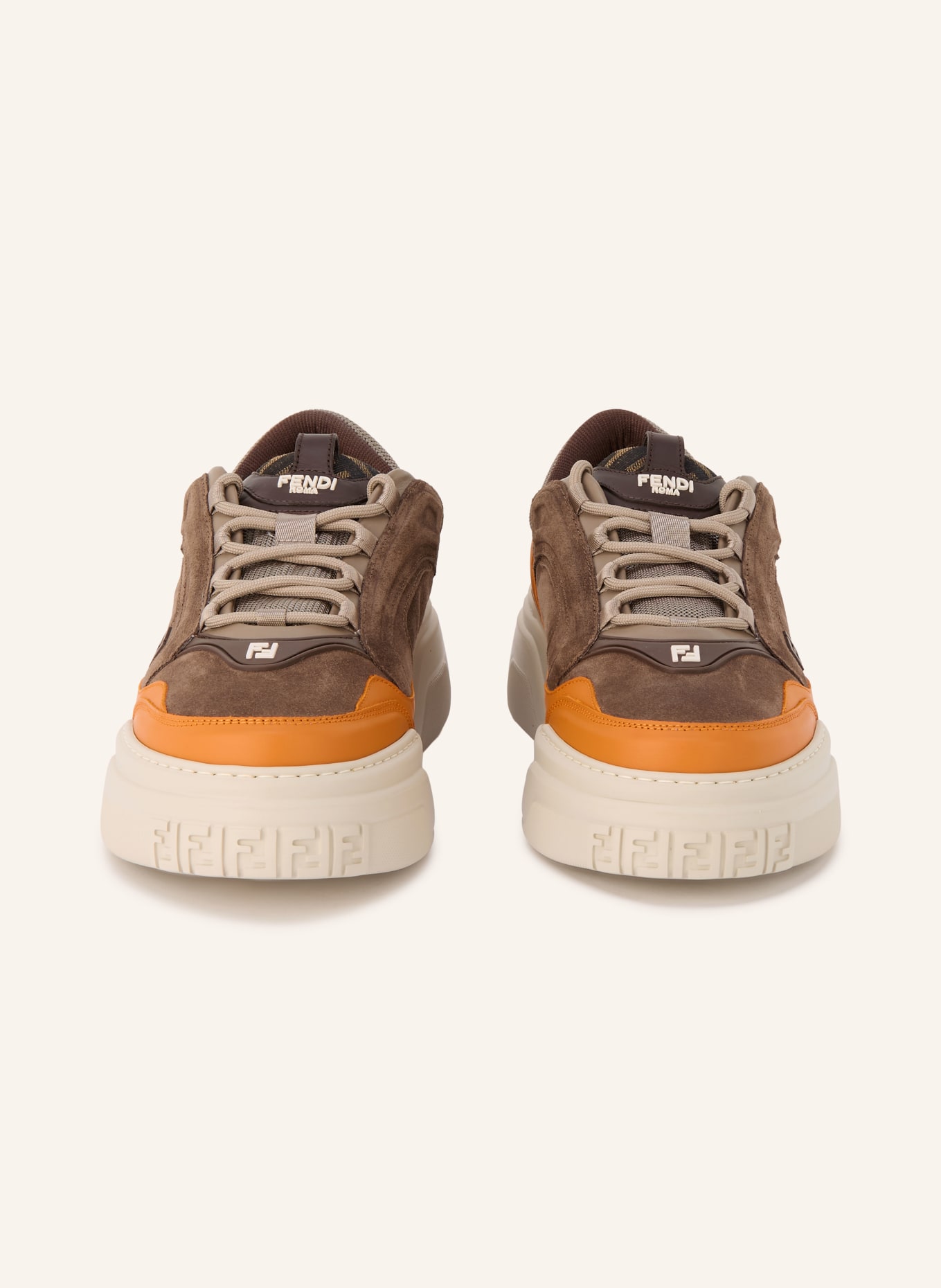 FENDI FORCE Sneakers: DARK BROWN / RED / ORANGE
