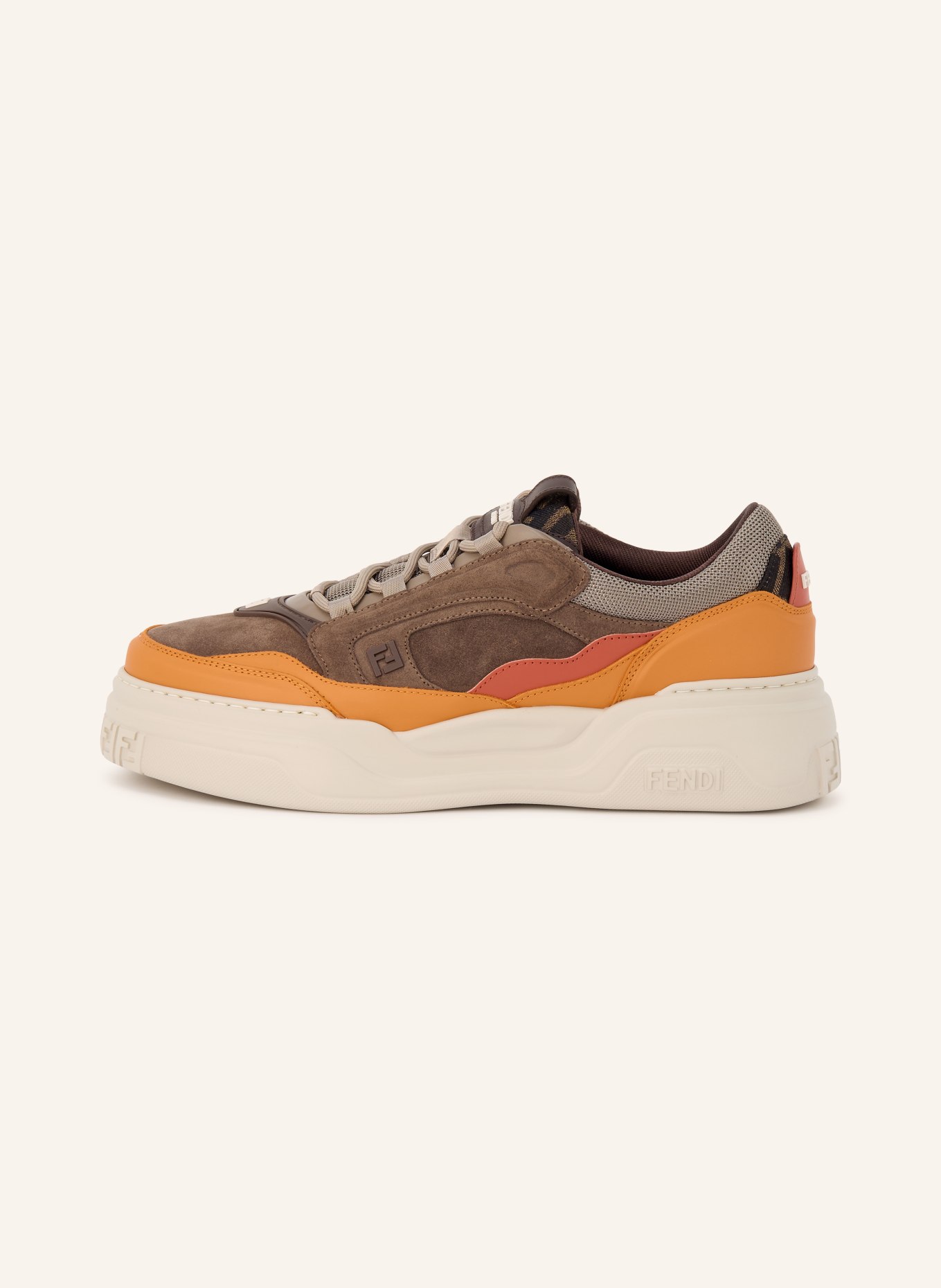 FENDI FORCE Sneakers: DARK BROWN / RED / ORANGE