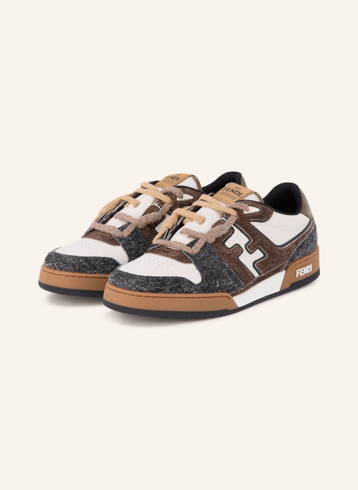 FENDI MATCH Sneakers: DARK BROWN / CREAM / DARK GRAY