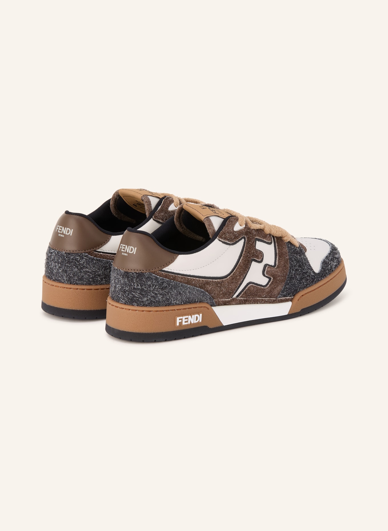 FENDI MATCH Sneakers: DARK BROWN / CREAM / DARK GRAY