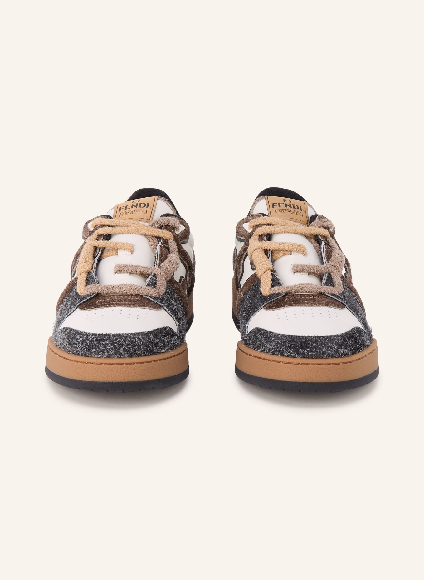 FENDI MATCH Sneakers: DARK BROWN / CREAM / DARK GRAY