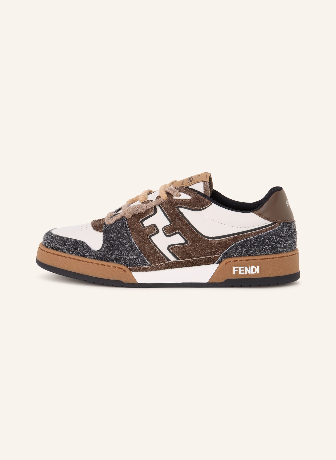 FENDI MATCH Sneakers: DARK BROWN / CREAM / DARK GRAY