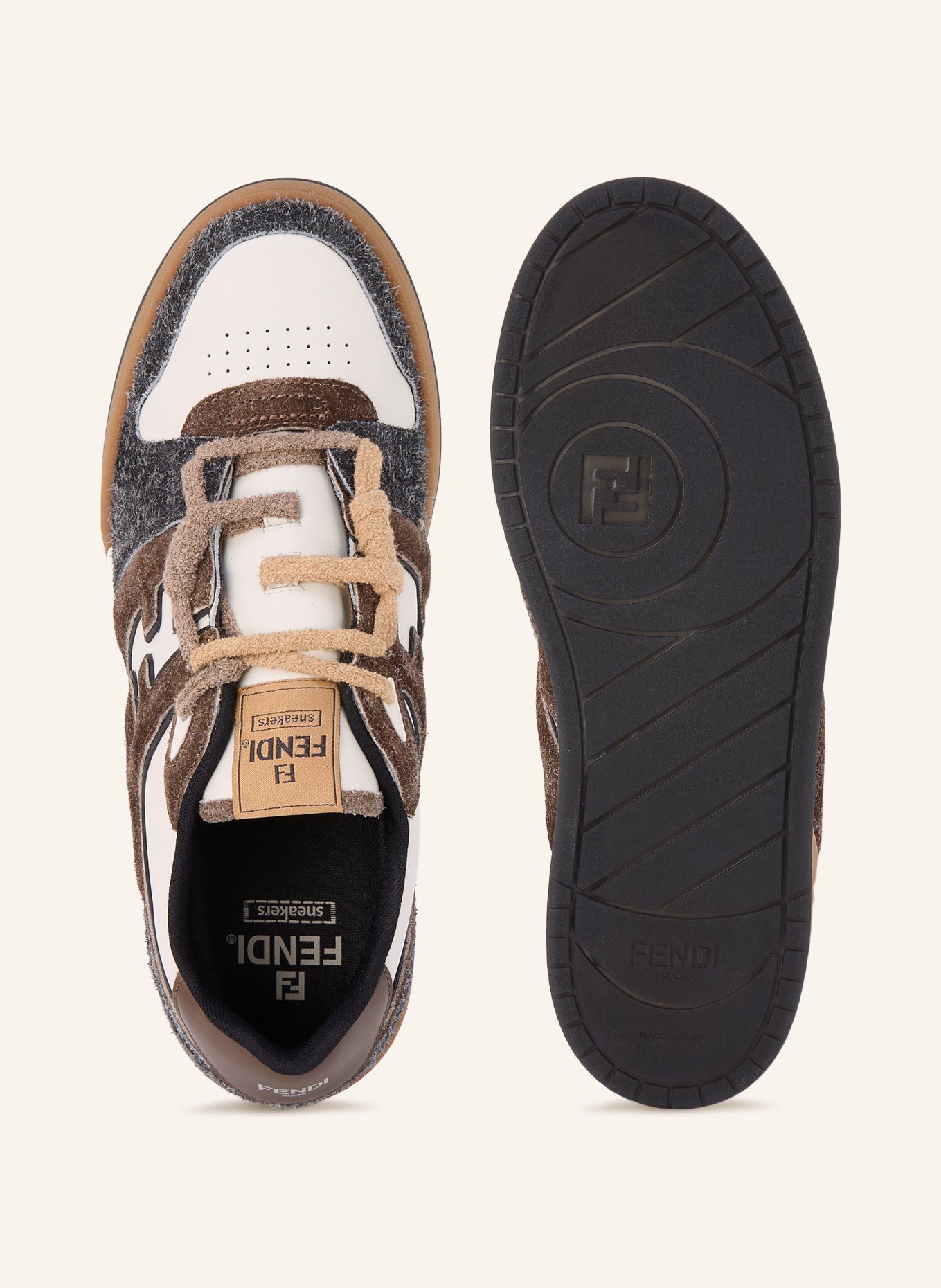 FENDI MATCH Sneakers: DARK BROWN / CREAM / DARK GRAY