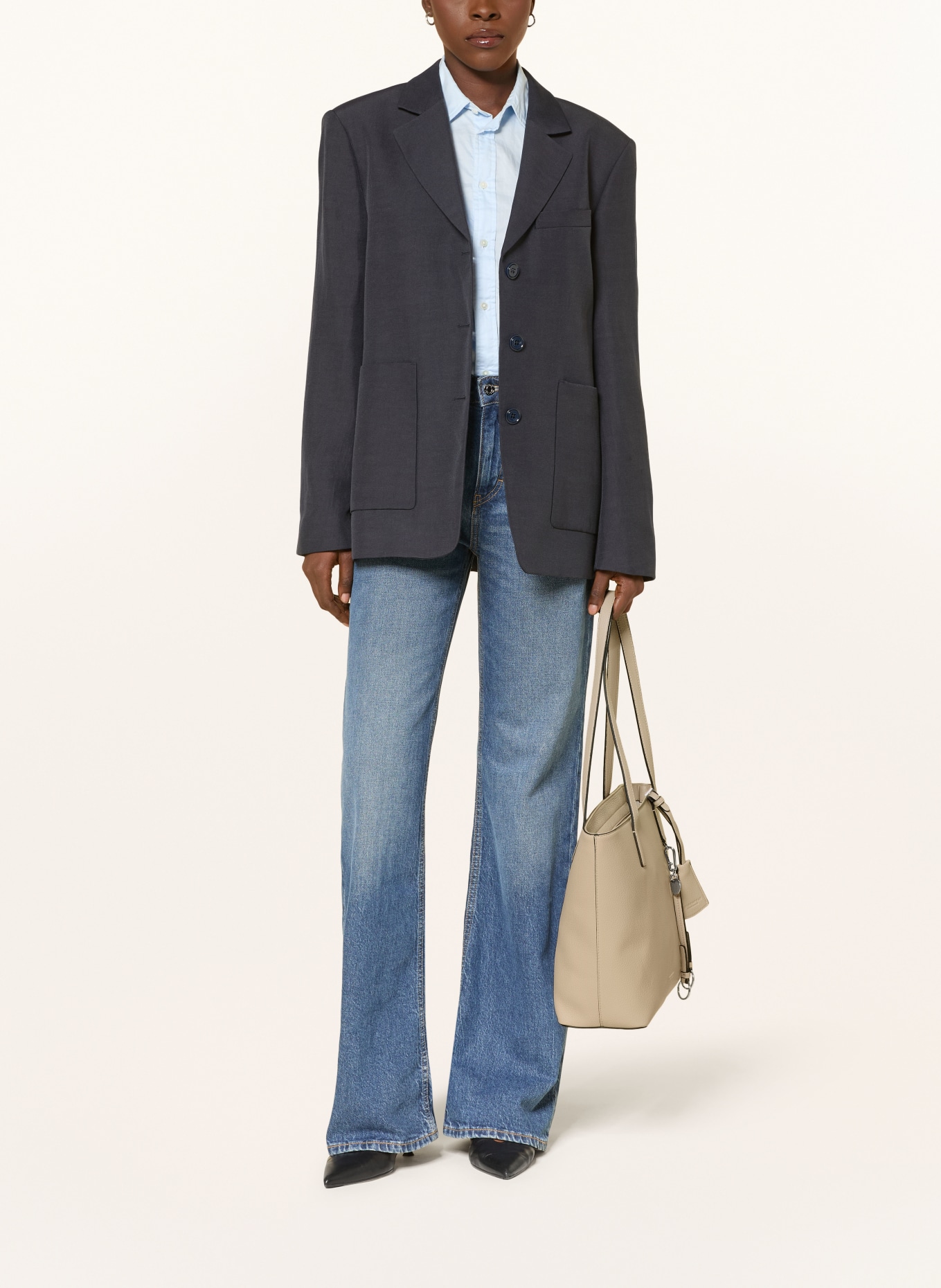 SEIDENFELT LOHJA Tote Bag: BEIGE / SILVER