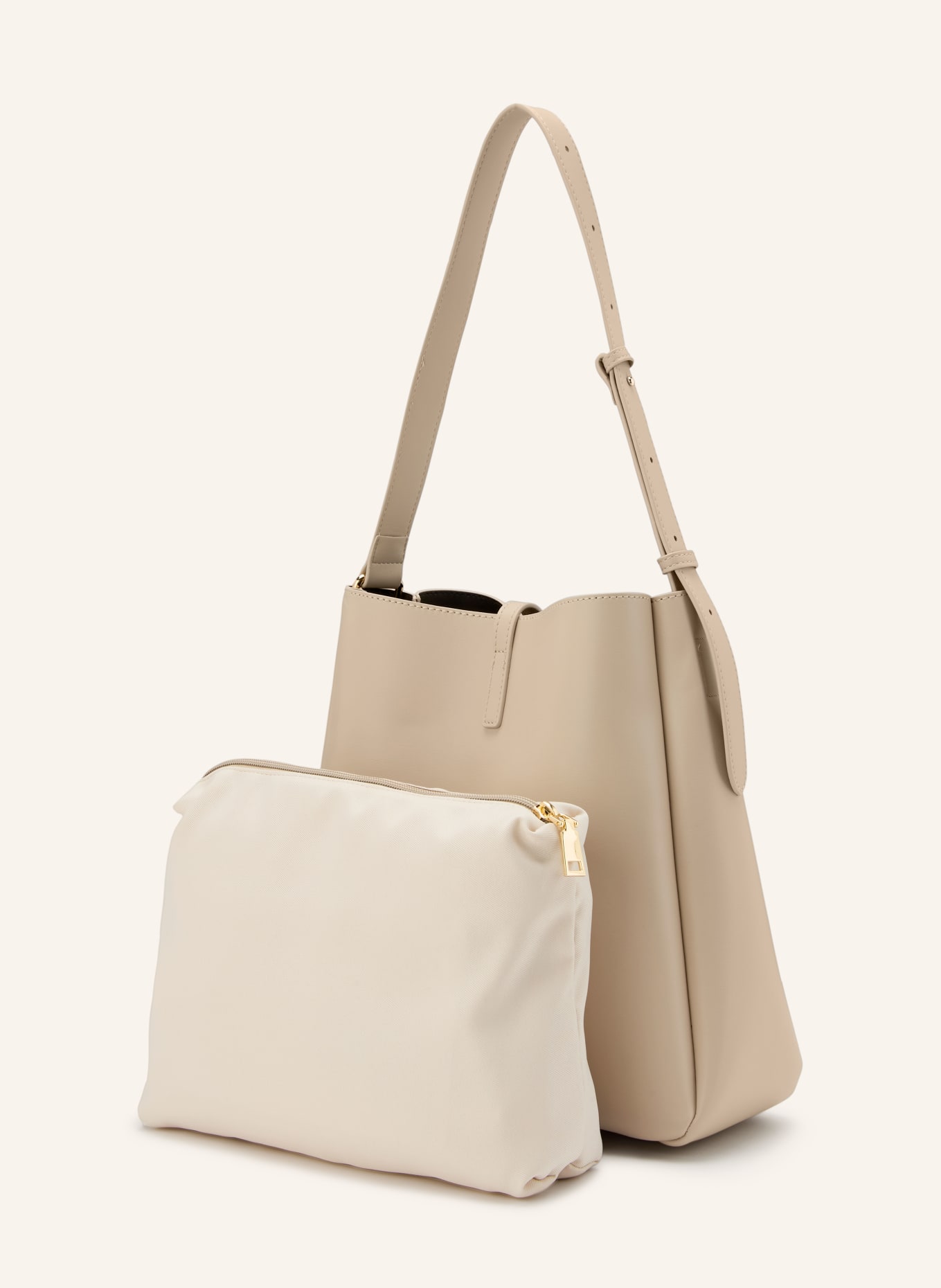 SEIDENFELT Schultertasche LOVIISA mit Pouch: BEIGE