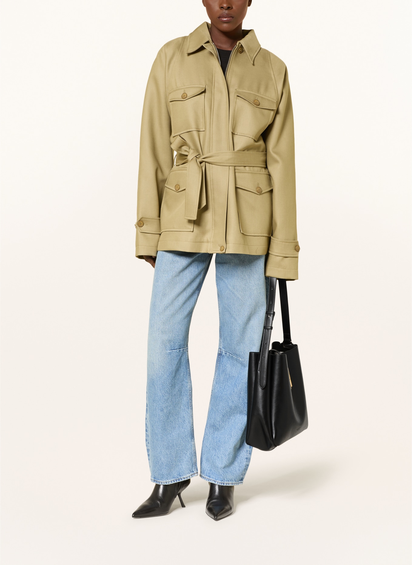 SEIDENFELT Schultertasche LOVIISA mit Pouch: SCHWARZ / GOLD