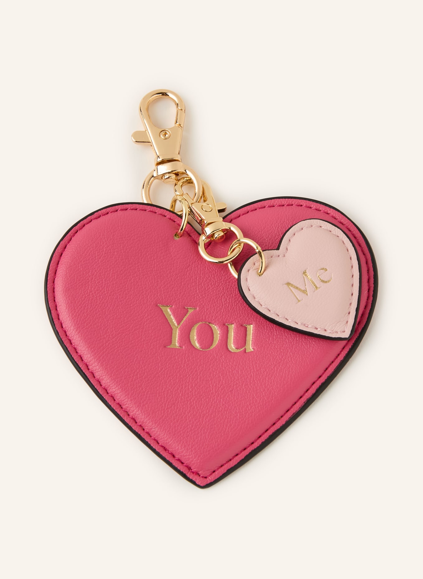 SEIDENFELT Taschenanhänger YOU & ME CHARM: PINK / GOLD / ROSÉ