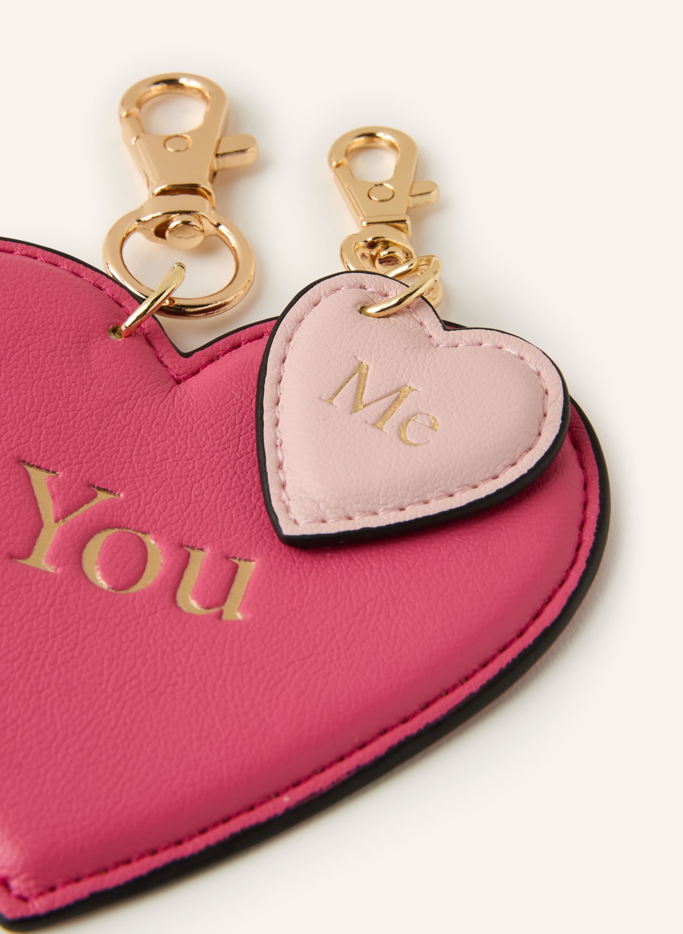 SEIDENFELT Taschenanhänger YOU & ME CHARM: PINK / GOLD / ROSÉ