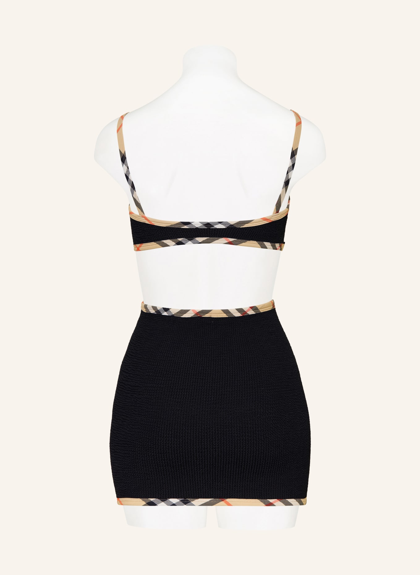 BURBERRY Set DEVYN: Baderock und Haargummi: SCHWARZ / BEIGE