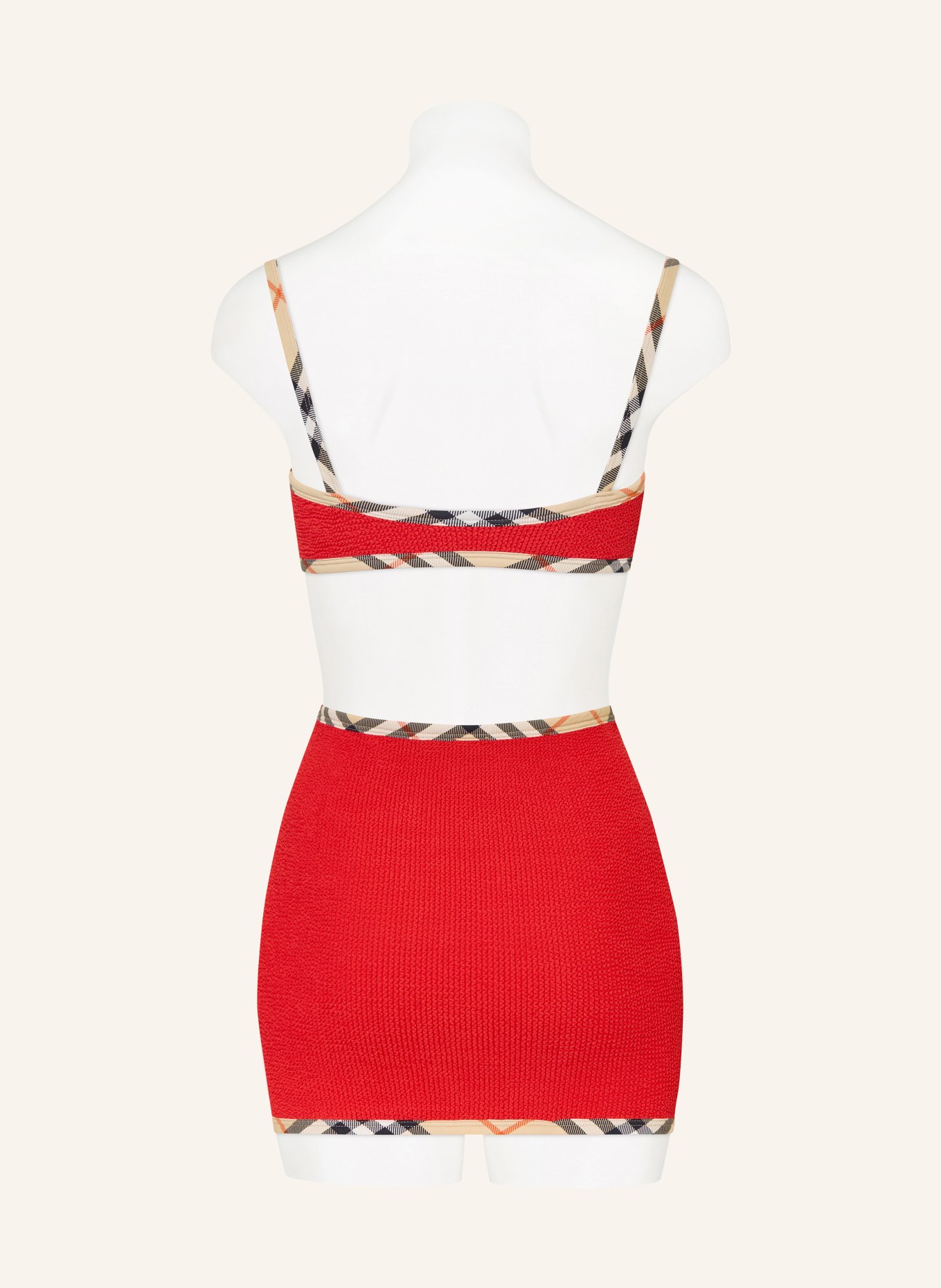BURBERRY Set DEVYN: Baderock und Haargummi: ROT / BEIGE / SCHWARZ