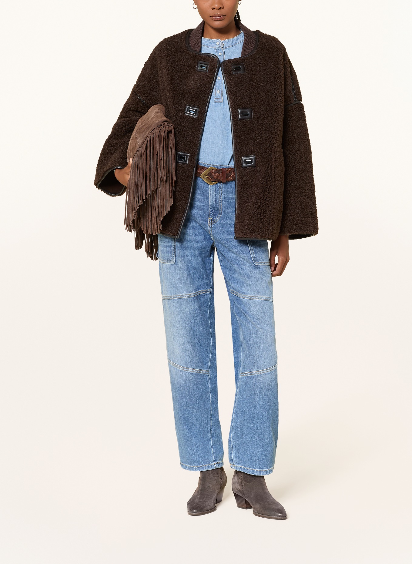 ba&sh Teddyfell-Jacke MAURY: BRAUN