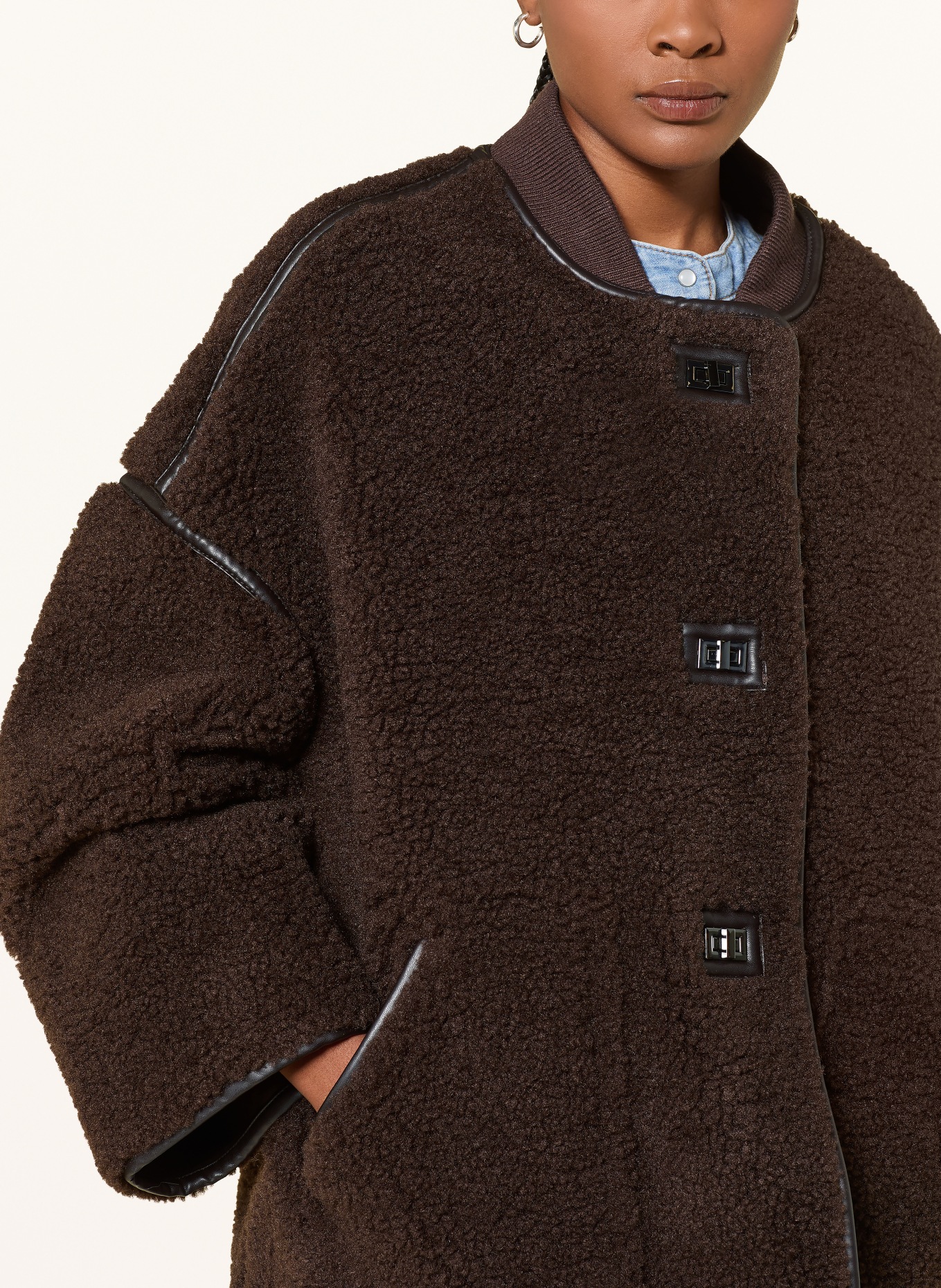 ba&sh Teddyfell-Jacke MAURY: BRAUN