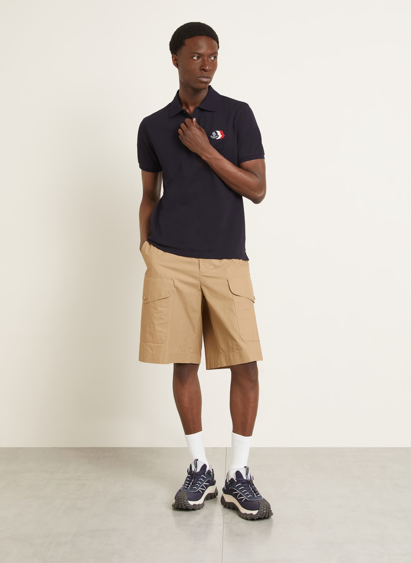 MONCLER Piqué Polo Shirt: DARK BLUE