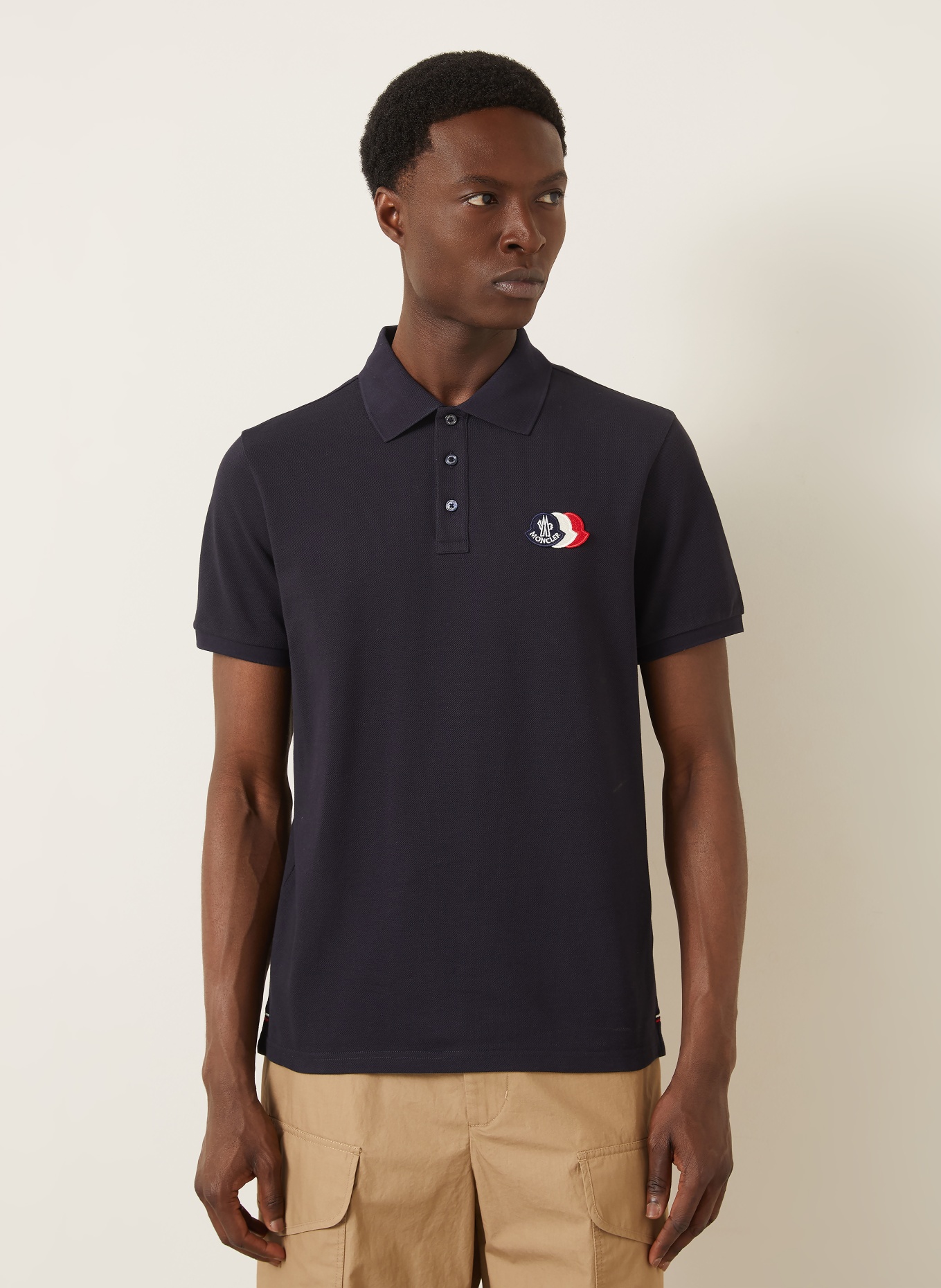 MONCLER Piqué Polo Shirt: DARK BLUE