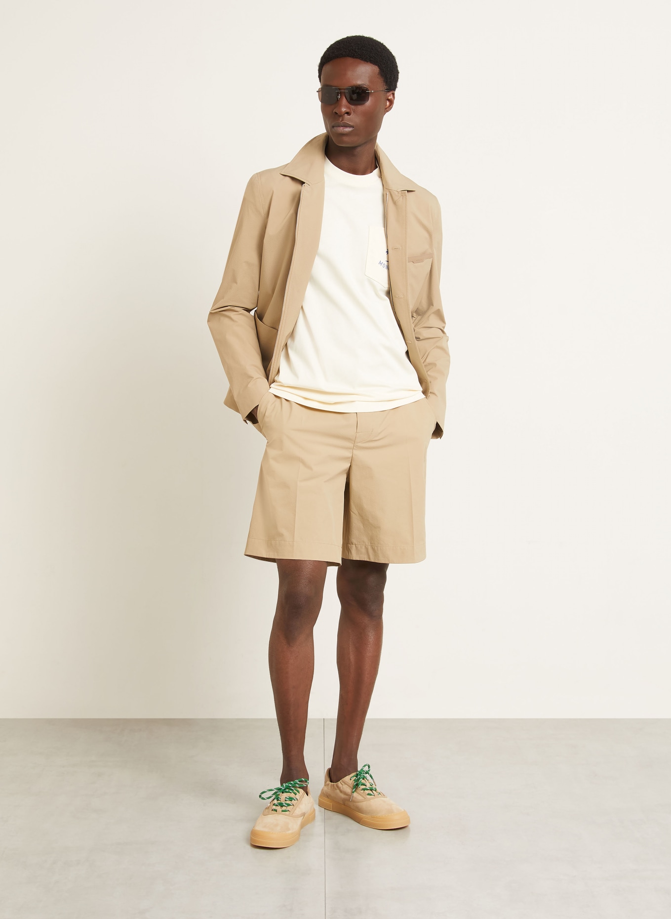 MONCLER T-shirt: CREAM / BLUE