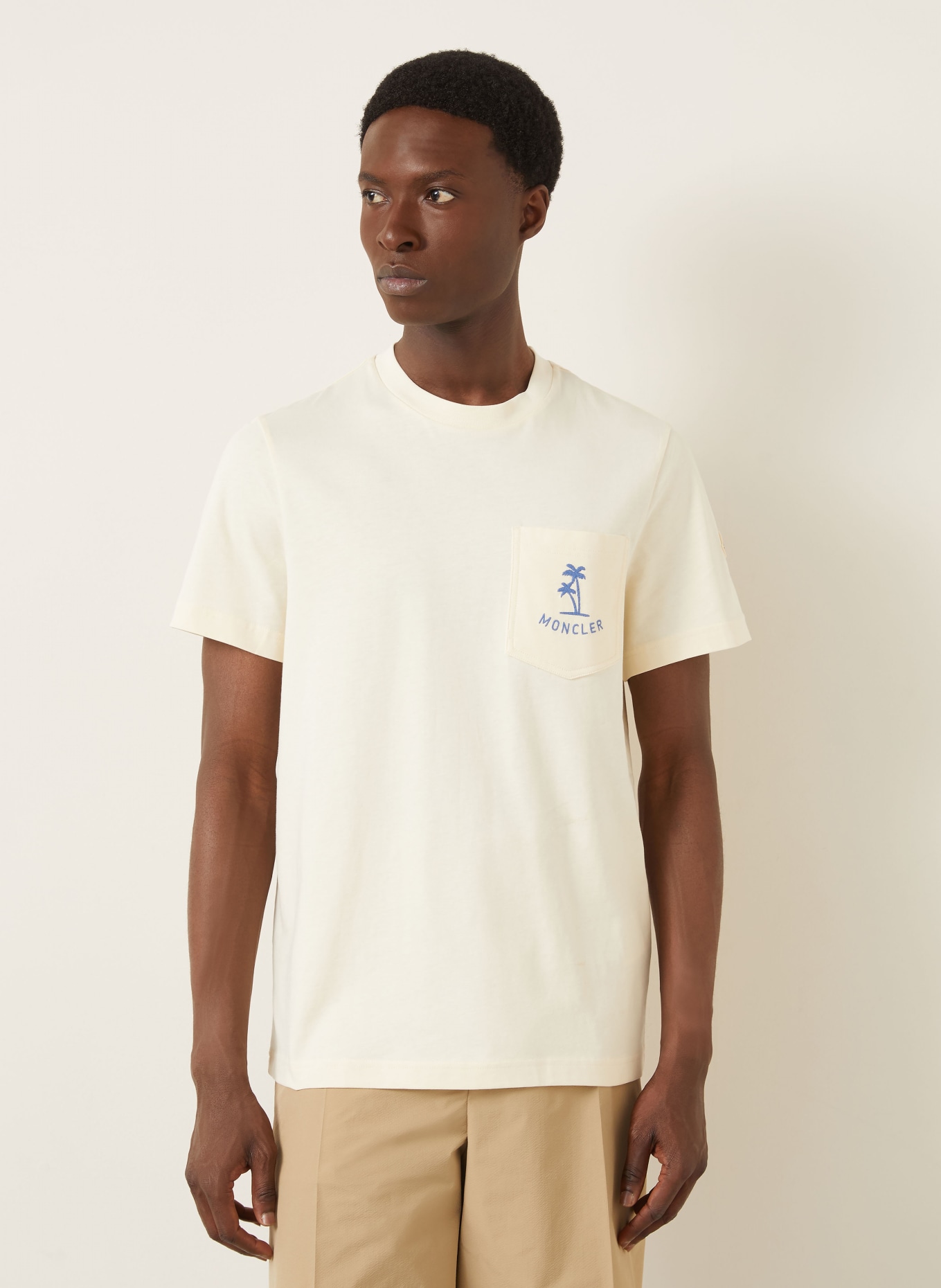 MONCLER T-shirt: CREAM / BLUE