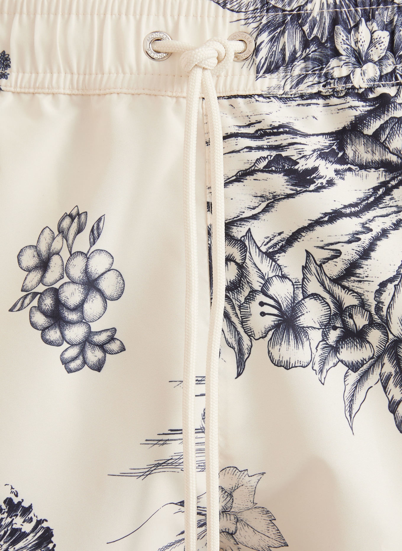 MONCLER Badeshorts: ECRU / DUNKELBLAU